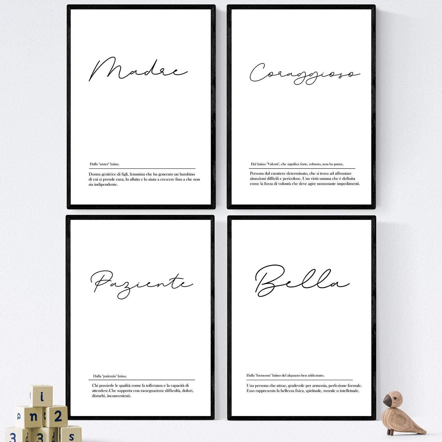 Set de cuatro láminas con definiciones de palabras en italiano. Poster 'Madre' de palabras con definiciones.-Artwork-Nacnic-Nacnic Estudio SL