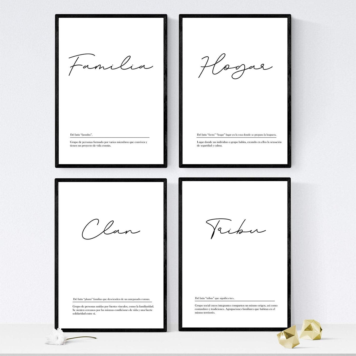 Set de cuatro láminas con definiciones de Palabras para familia Fondo blanco-Artwork-Nacnic-Nacnic Estudio SL