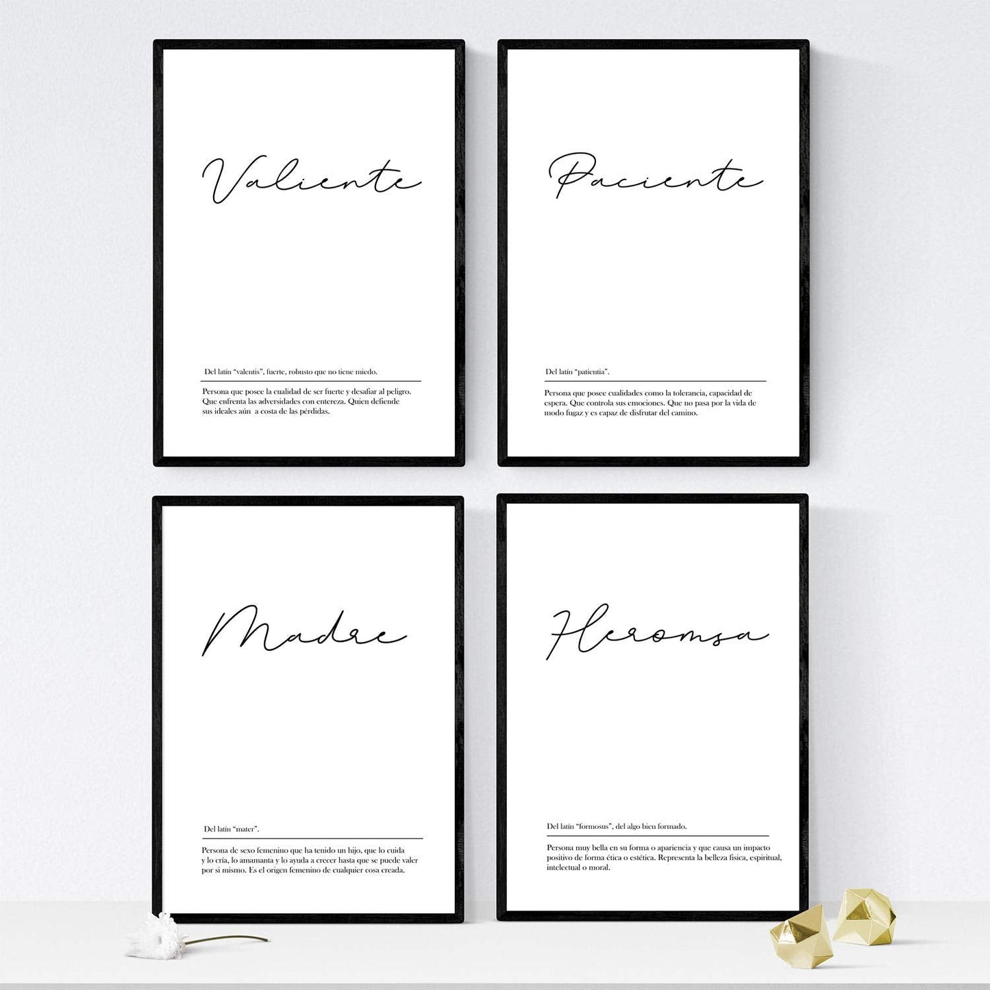 Set de cuatro láminas con definiciones de Palabras para madre Fondo blanco-Artwork-Nacnic-Nacnic Estudio SL