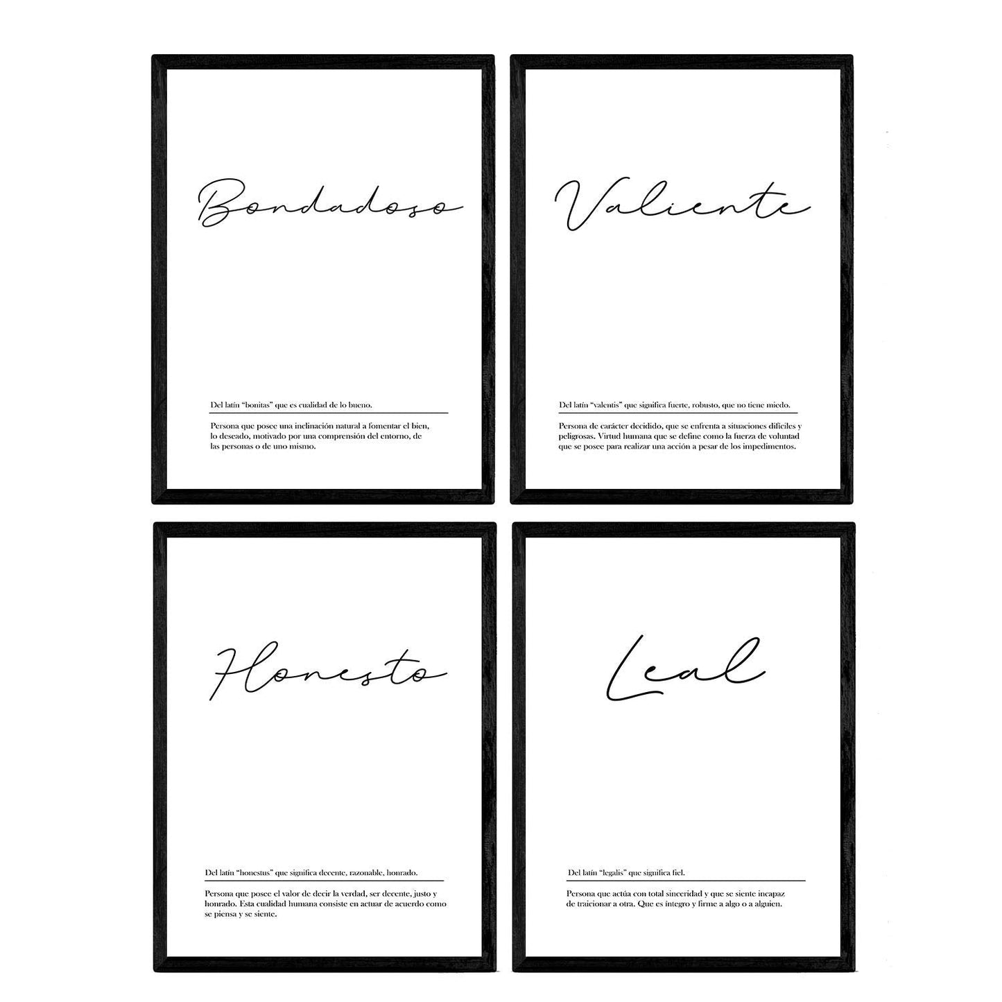 Set de cuatro láminas con definiciones de Palabras para mi pareja chico Fondo blanco-Artwork-Nacnic-Nacnic Estudio SL