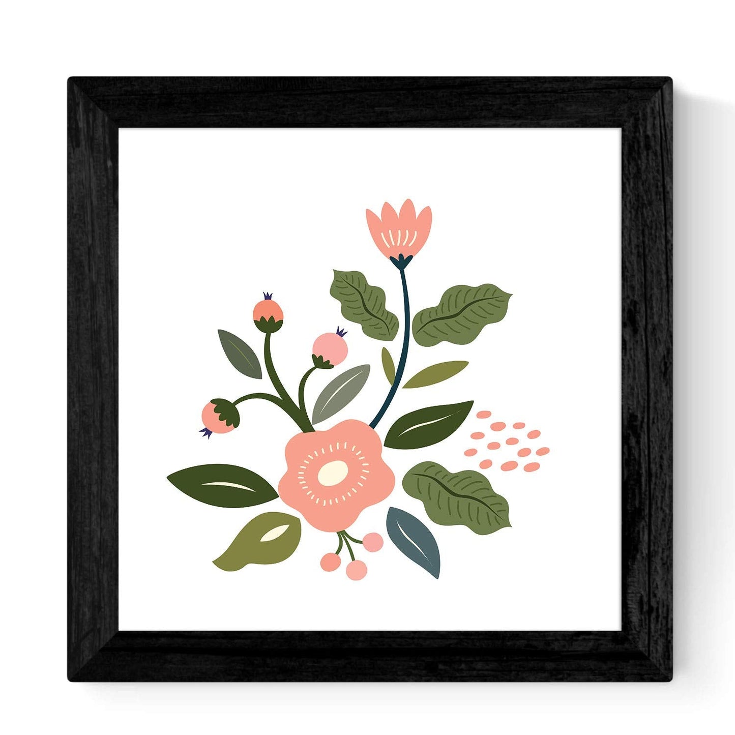 Set de cuatro láminas cuadradas con ilustraciones de flores llamativas tonos rosas y naranjas cm estilo escandinavo nordico-Artwork-Nacnic-Nacnic Estudio SL
