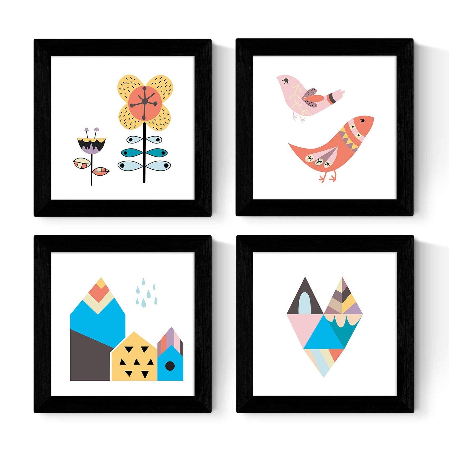 Set de cuatro láminas cuadradas con ilustraciones de naturaleza otoño escandinava cm estilo nordico-Artwork-Nacnic-Nacnic Estudio SL