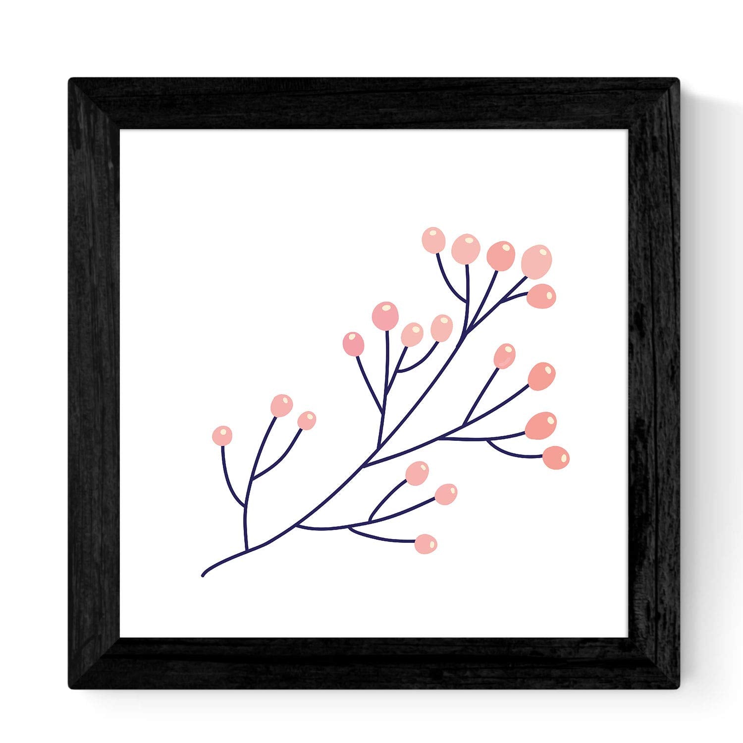 Set de cuatro láminas cuadradas con ilustraciones de ramas y flores tonos pastel cm estilo escandinavo nordico-Artwork-Nacnic-Nacnic Estudio SL