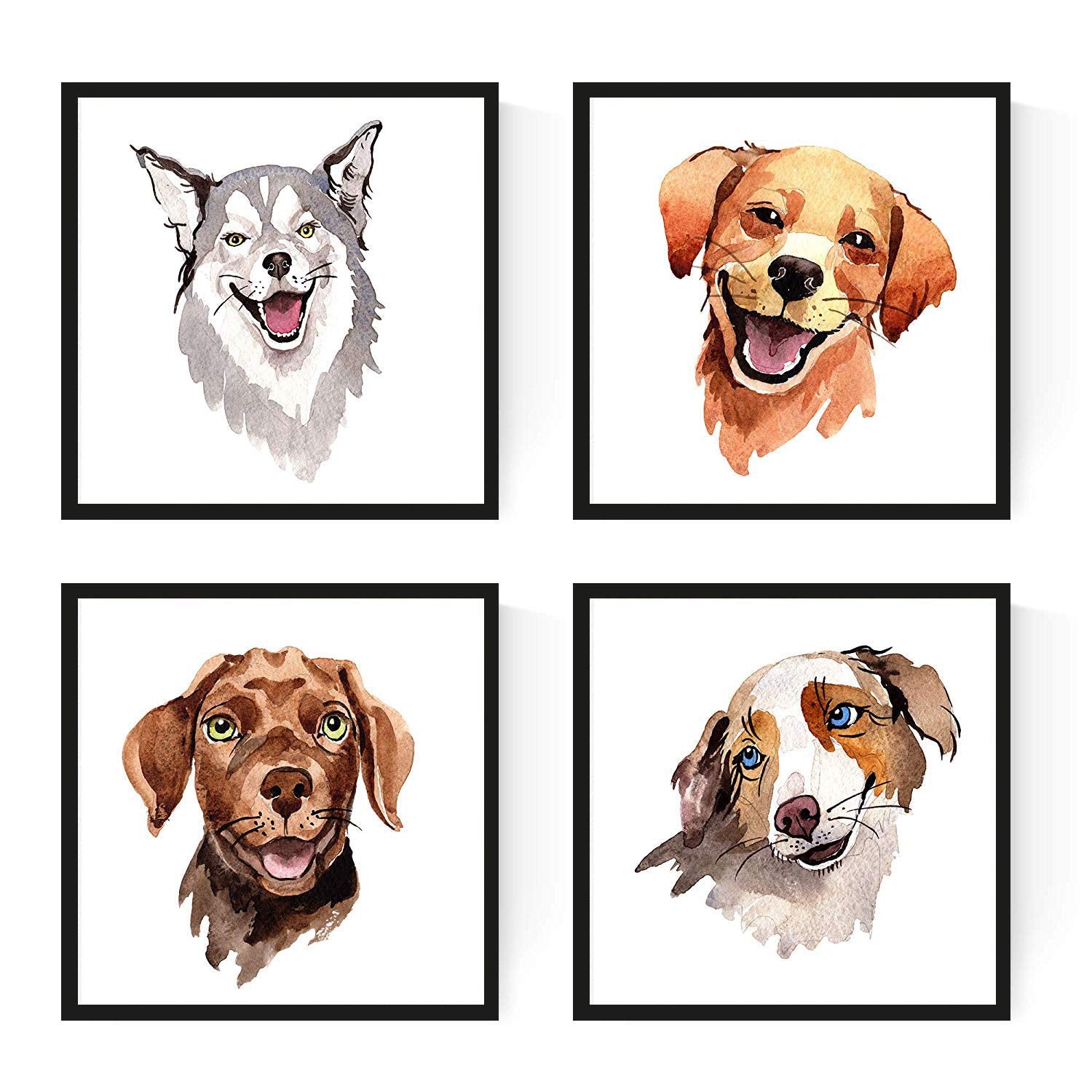 Set de Cuatro Laminas cuadradas con imágenes de Perros.cm-Artwork-Nacnic-Nacnic Estudio SL