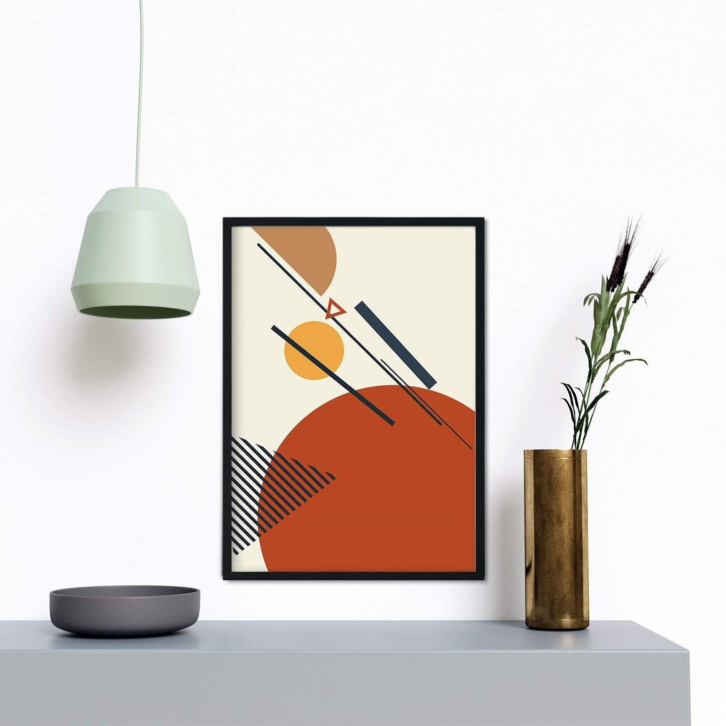 Set de cuatro posters de constructivismo. Pack de láminas Teja mostaza con diseños a color inspirados en el constructivismo abstracto.-Artwork-Nacnic-Nacnic Estudio SL