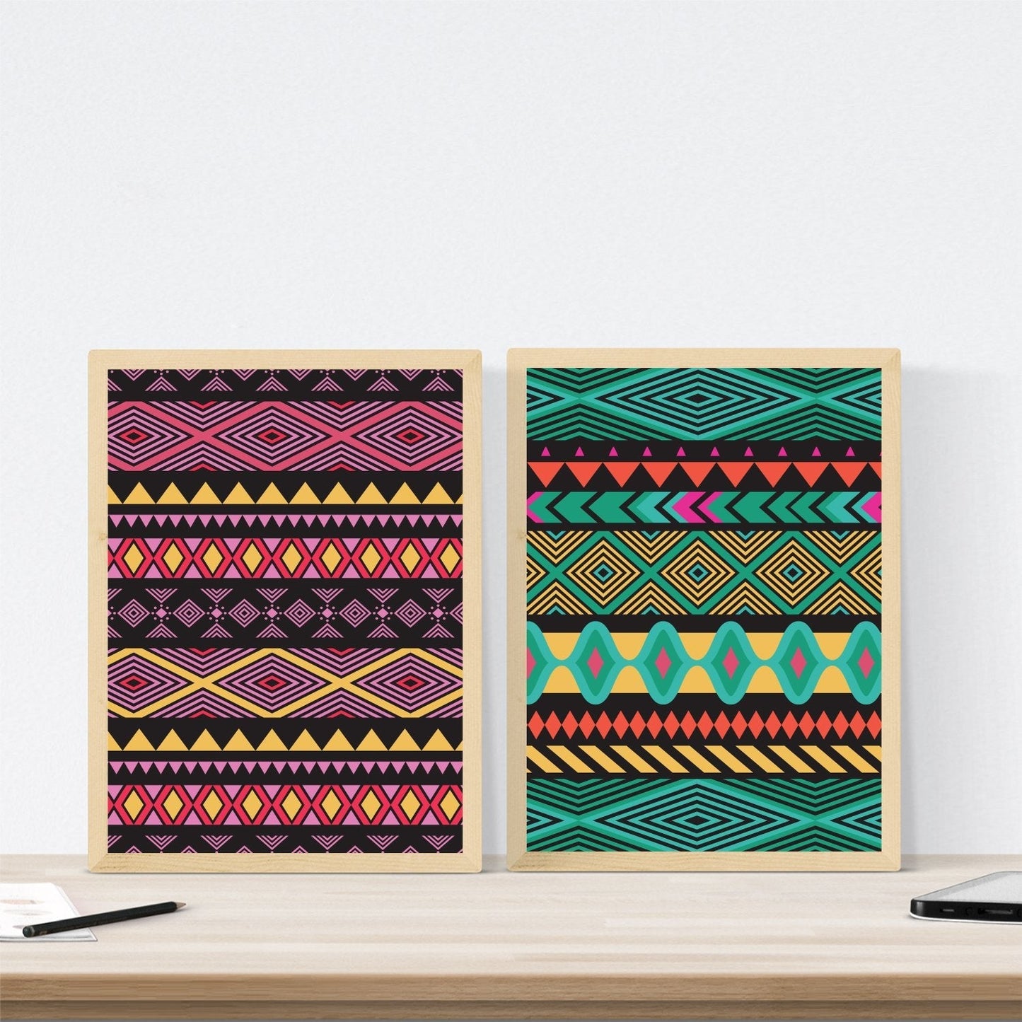 Set de dos láminas ESTAMPADAS para enmarcar. Dale un toque diferente a tu salón o habitación. Posters con imágenes de estampados.-Artwork-Nacnic-Nacnic Estudio SL