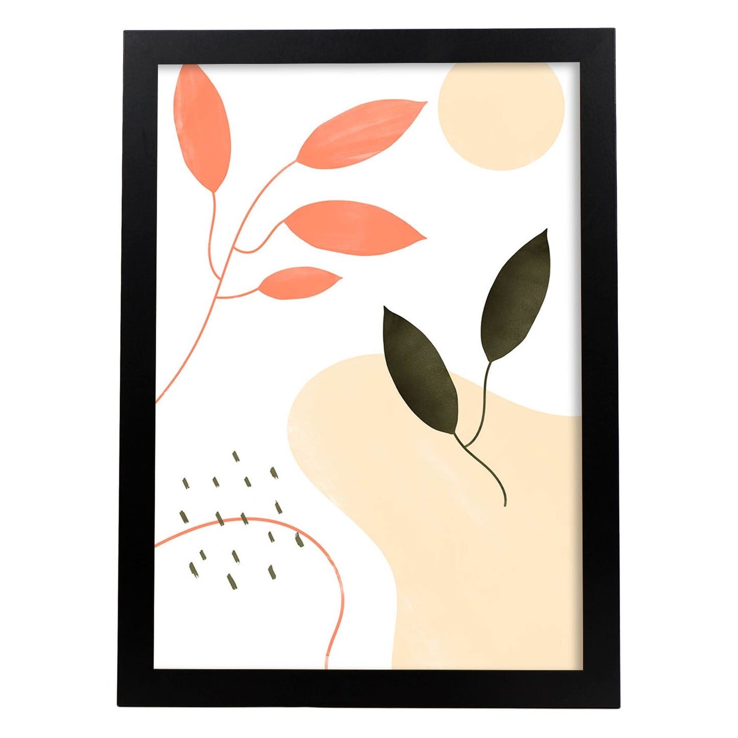 Set de láminas Abstracto 10. Pósters con ilustraciones de arte abstracto floral en cálidos tonos tierra.-Artwork-Nacnic-A3-Marco Negro-Nacnic Estudio SL