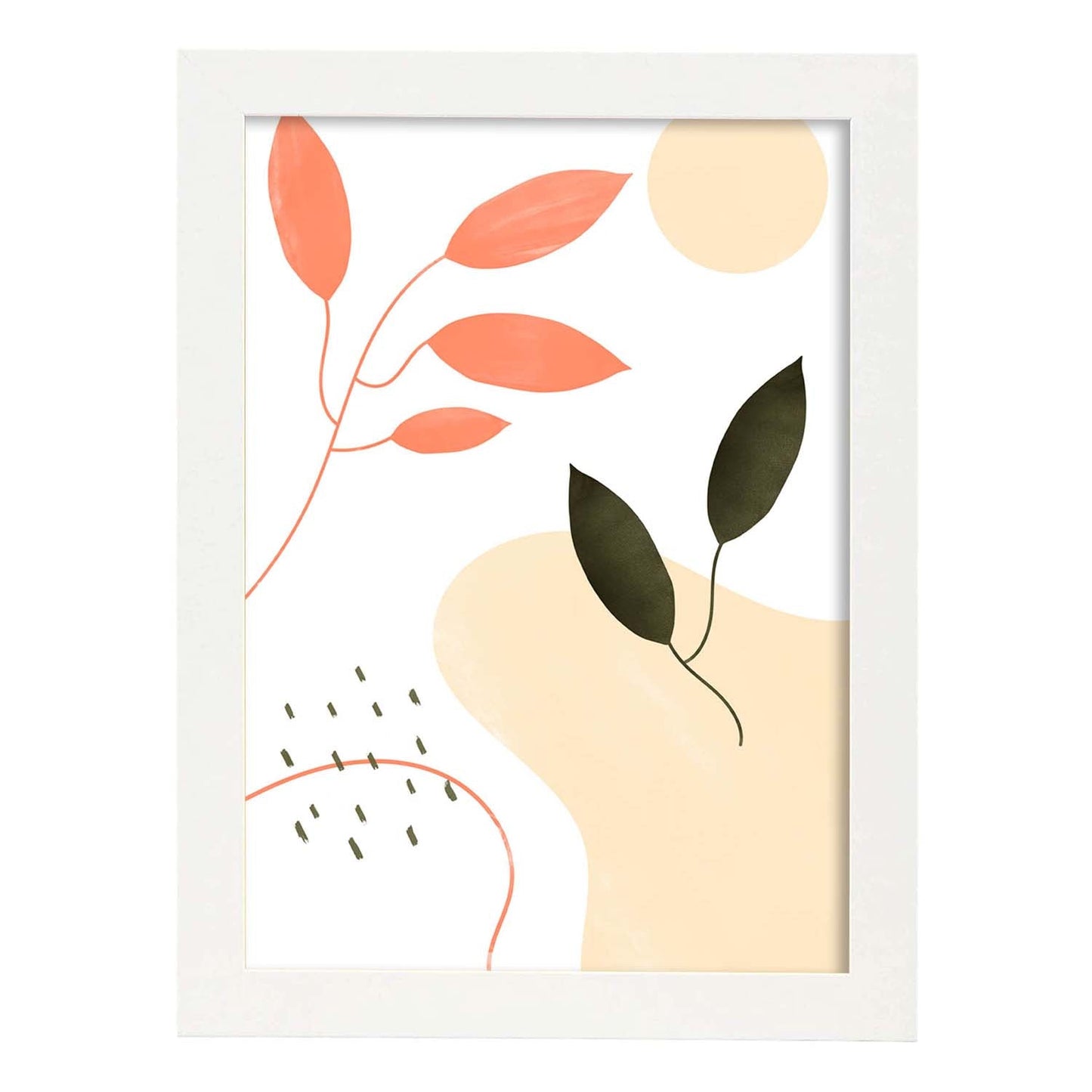 Set de láminas Abstracto 10. Pósters con ilustraciones de arte abstracto floral en cálidos tonos tierra.-Artwork-Nacnic-A4-Marco Blanco-Nacnic Estudio SL