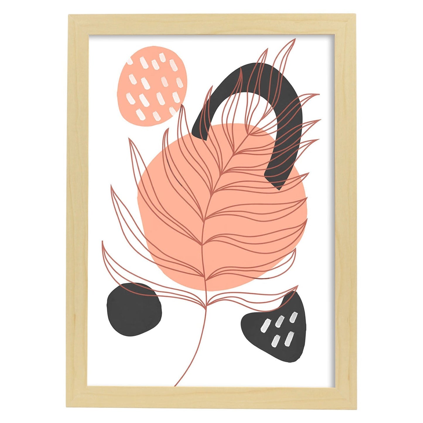 Set de láminas Abstracto 2. Pósters con ilustraciones de arte abstracto floral en cálidos tonos tierra.-Artwork-Nacnic-A3-Marco Madera clara-Nacnic Estudio SL