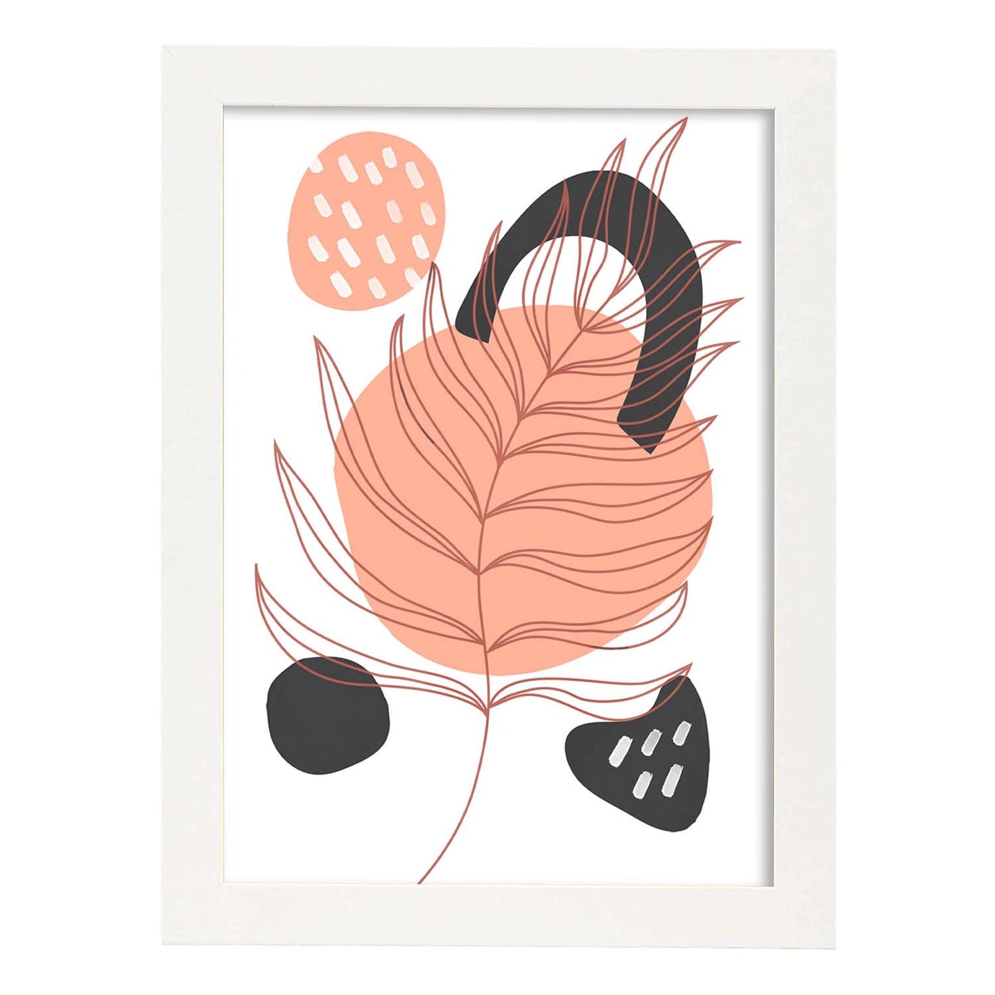 Set de láminas Abstracto 2. Pósters con ilustraciones de arte abstracto floral en cálidos tonos tierra.-Artwork-Nacnic-A4-Marco Blanco-Nacnic Estudio SL
