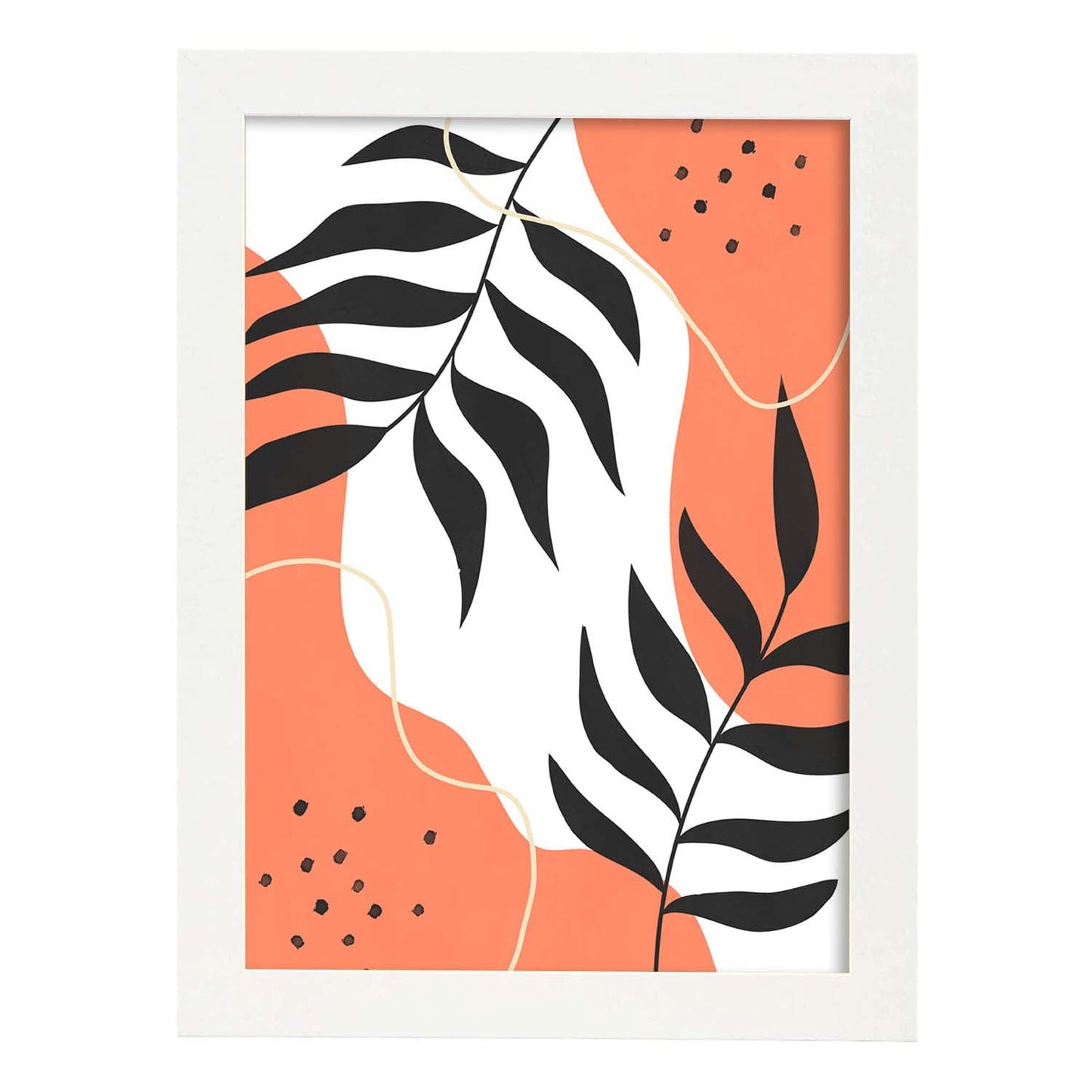 Set de láminas Abstracto 4. Pósters con ilustraciones de arte abstracto floral en cálidos tonos tierra.-Artwork-Nacnic-A3-Marco Blanco-Nacnic Estudio SL