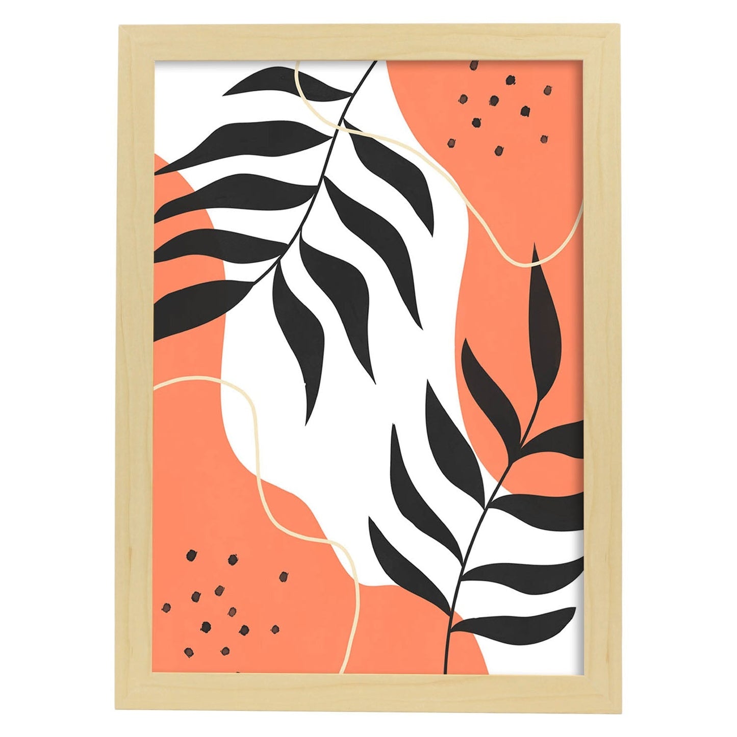 Set de láminas Abstracto 4. Pósters con ilustraciones de arte abstracto floral en cálidos tonos tierra.-Artwork-Nacnic-A3-Marco Madera clara-Nacnic Estudio SL