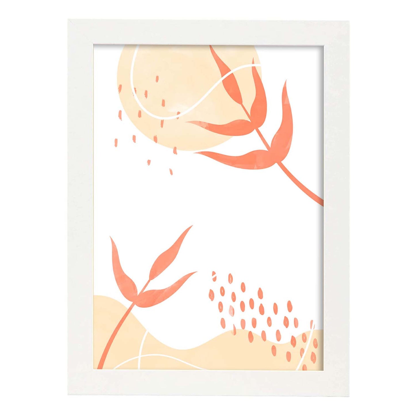 Set de láminas Abstracto 5. Pósters con ilustraciones de arte abstracto floral en cálidos tonos tierra.-Artwork-Nacnic-A4-Marco Blanco-Nacnic Estudio SL