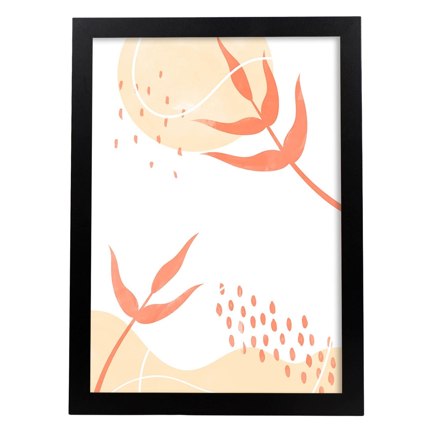 Set de láminas Abstracto 5. Pósters con ilustraciones de arte abstracto floral en cálidos tonos tierra.-Artwork-Nacnic-A4-Marco Negro-Nacnic Estudio SL