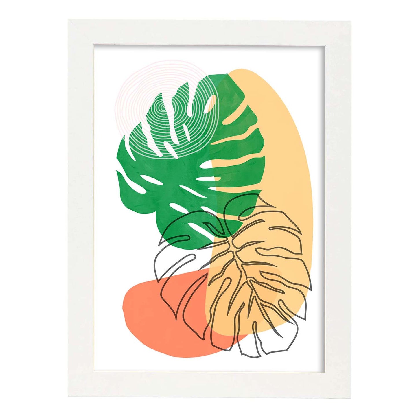 Set de láminas Abstracto 6. Pósters con ilustraciones de arte abstracto floral en cálidos tonos tierra.-Artwork-Nacnic-A3-Marco Blanco-Nacnic Estudio SL