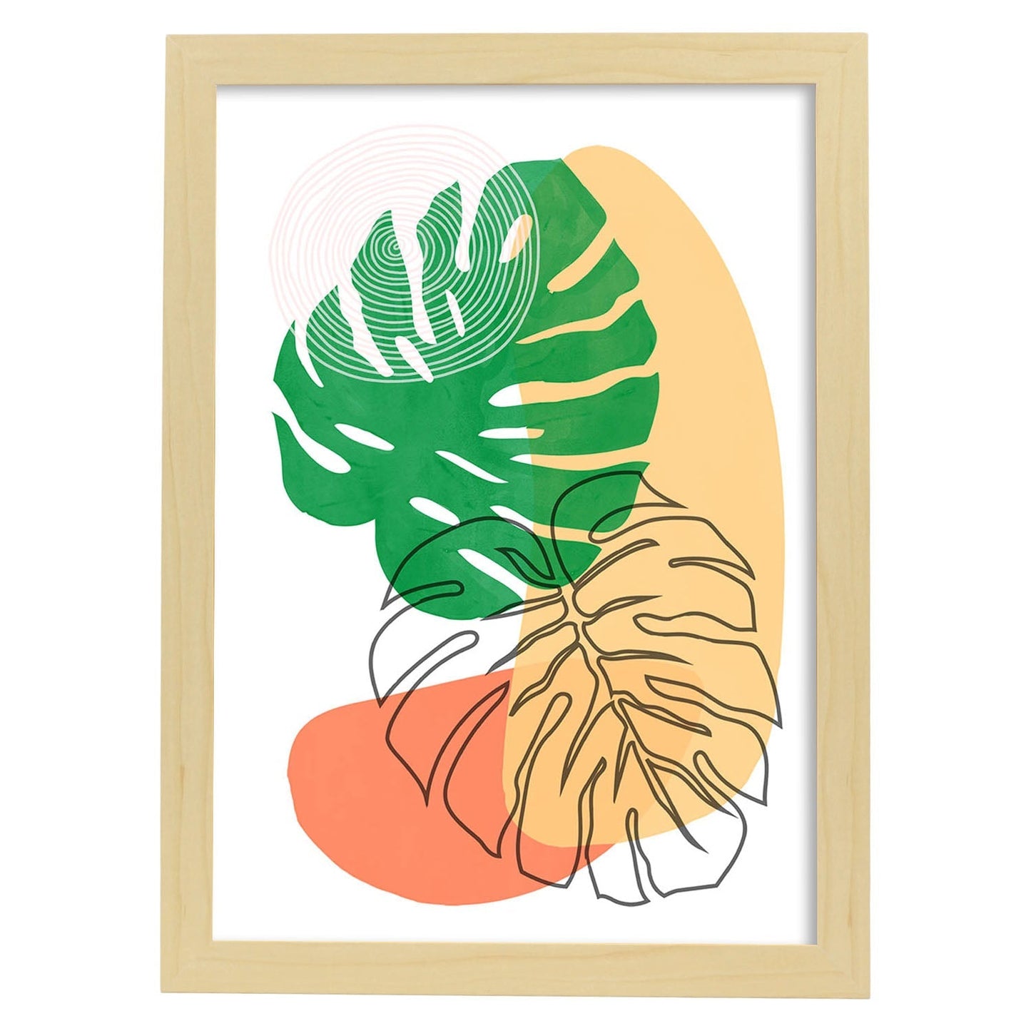 Set de láminas Abstracto 6. Pósters con ilustraciones de arte abstracto floral en cálidos tonos tierra.-Artwork-Nacnic-A4-Marco Madera clara-Nacnic Estudio SL