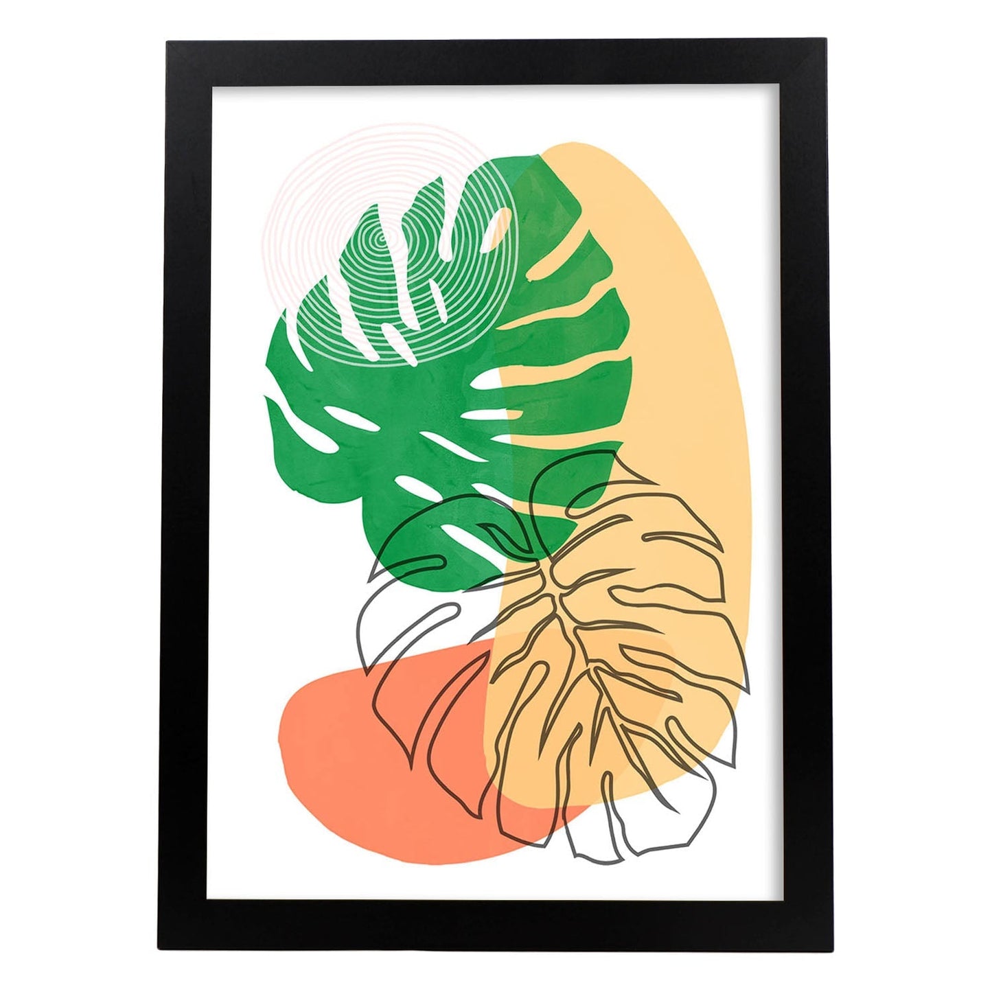 Set de láminas Abstracto 6. Pósters con ilustraciones de arte abstracto floral en cálidos tonos tierra.-Artwork-Nacnic-A4-Marco Negro-Nacnic Estudio SL