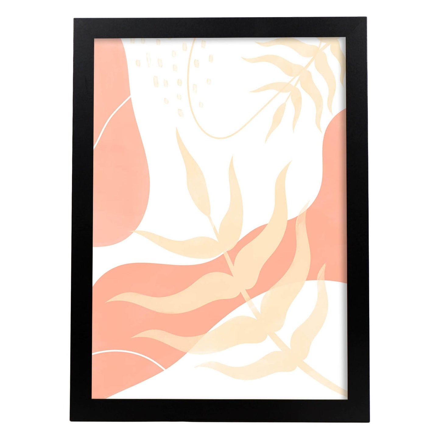 Set de láminas Abstracto 7. Pósters con ilustraciones de arte abstracto floral en cálidos tonos tierra.-Artwork-Nacnic-A4-Marco Negro-Nacnic Estudio SL