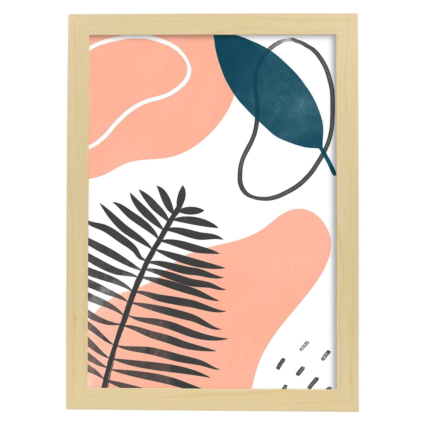 Set de láminas Abstracto 8. Pósters con ilustraciones de arte abstracto floral en cálidos tonos tierra.-Artwork-Nacnic-A3-Marco Madera clara-Nacnic Estudio SL