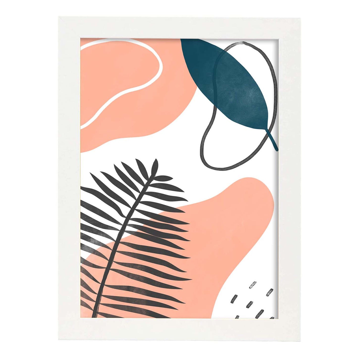 Set de láminas Abstracto 8. Pósters con ilustraciones de arte abstracto floral en cálidos tonos tierra.-Artwork-Nacnic-A4-Marco Blanco-Nacnic Estudio SL