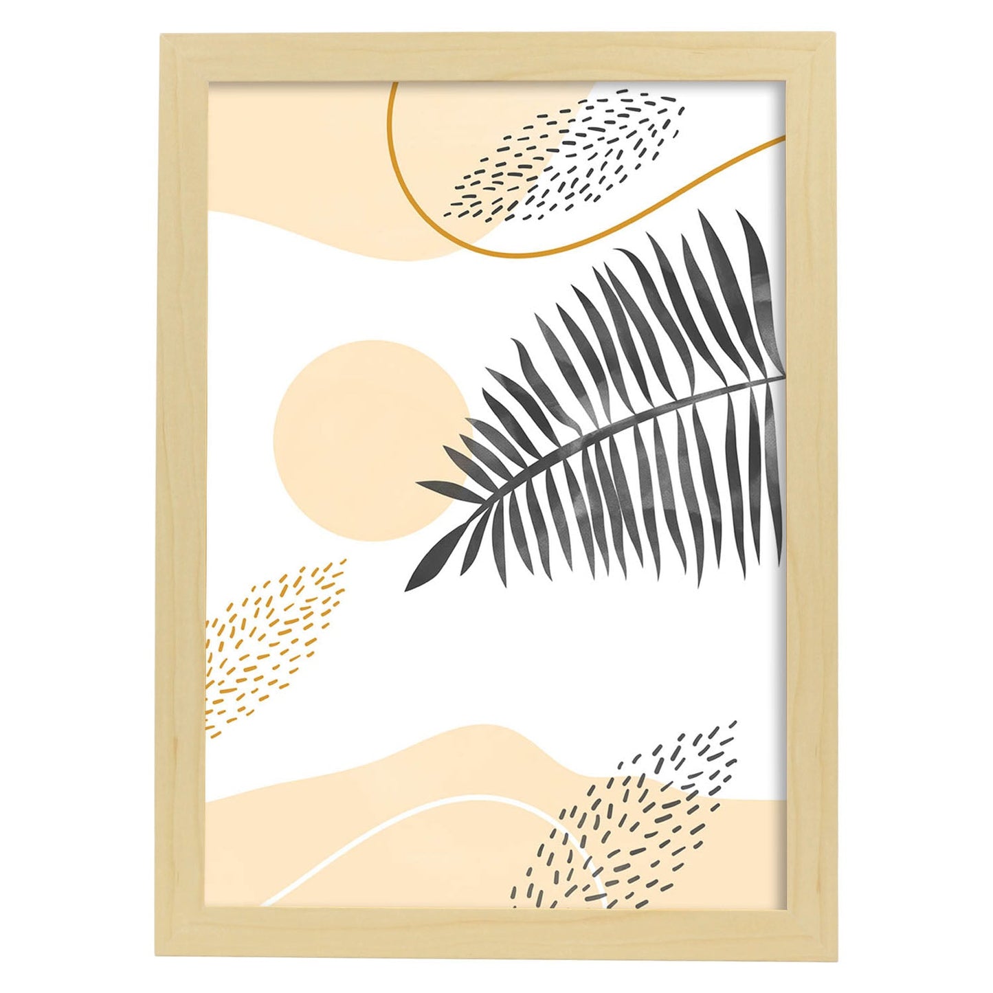 Set de láminas Abstracto 9. Pósters con ilustraciones de arte abstracto floral en cálidos tonos tierra.-Artwork-Nacnic-A4-Marco Madera clara-Nacnic Estudio SL