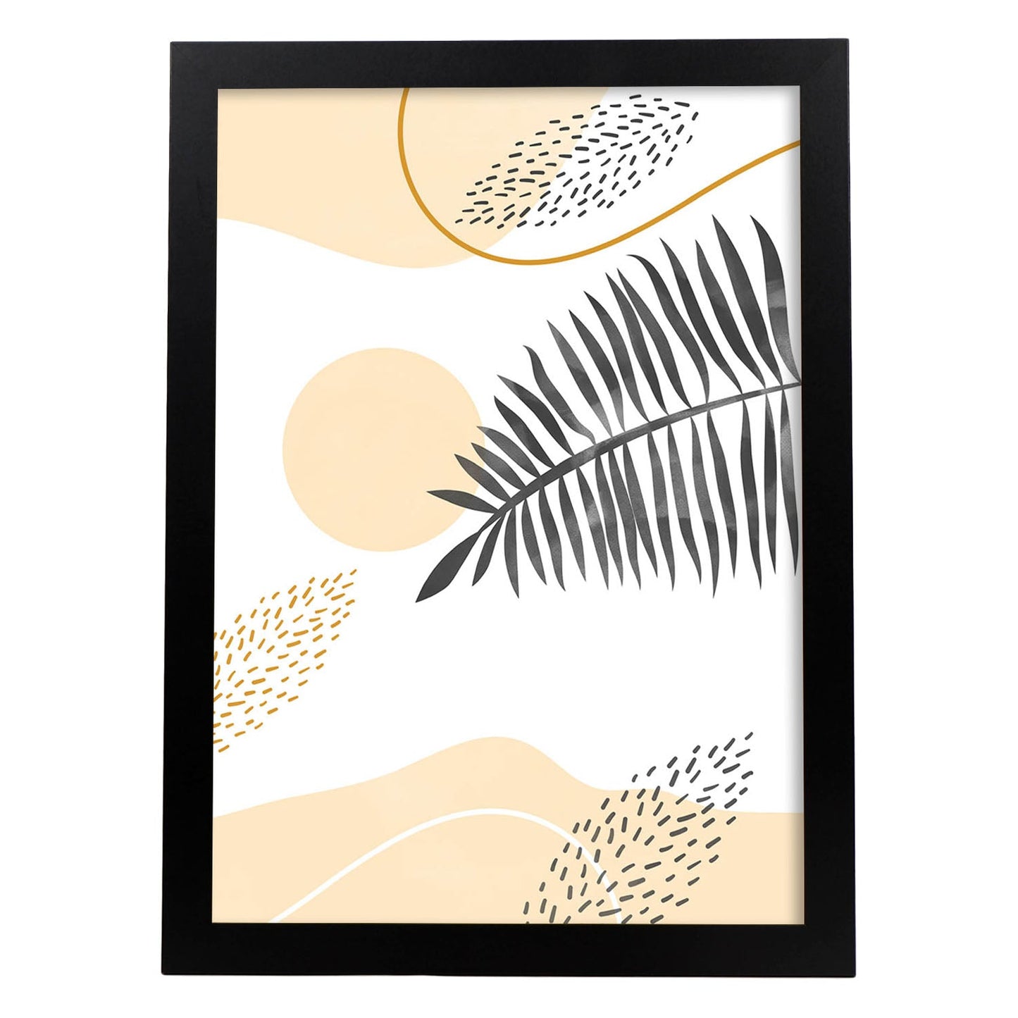Set de láminas Abstracto 9. Pósters con ilustraciones de arte abstracto floral en cálidos tonos tierra.-Artwork-Nacnic-A4-Marco Negro-Nacnic Estudio SL