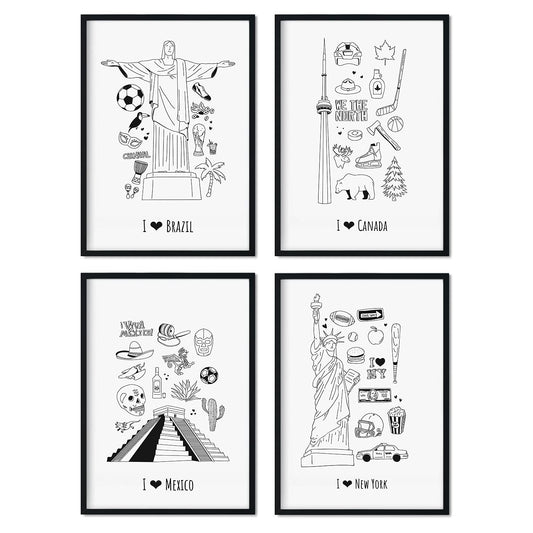 Set de láminas America. Pósters de países y ciudades del mundo para viajeros.-Artwork-Nacnic-Nacnic Estudio SL