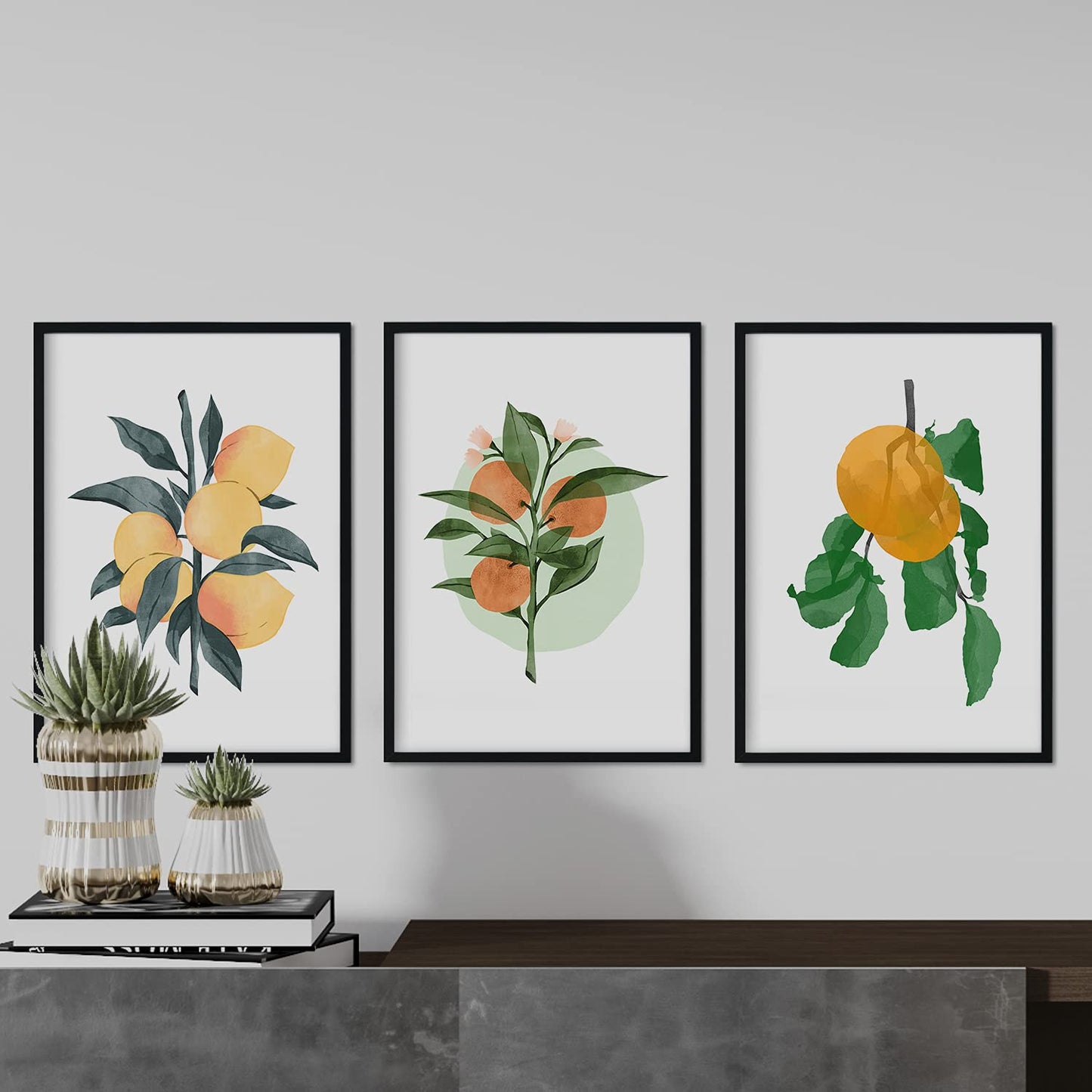 Set de láminas Cítricos. Pósters con ilustraciones de plantas y flores en estilo acuarela.-Artwork-Nacnic-Nacnic Estudio SL
