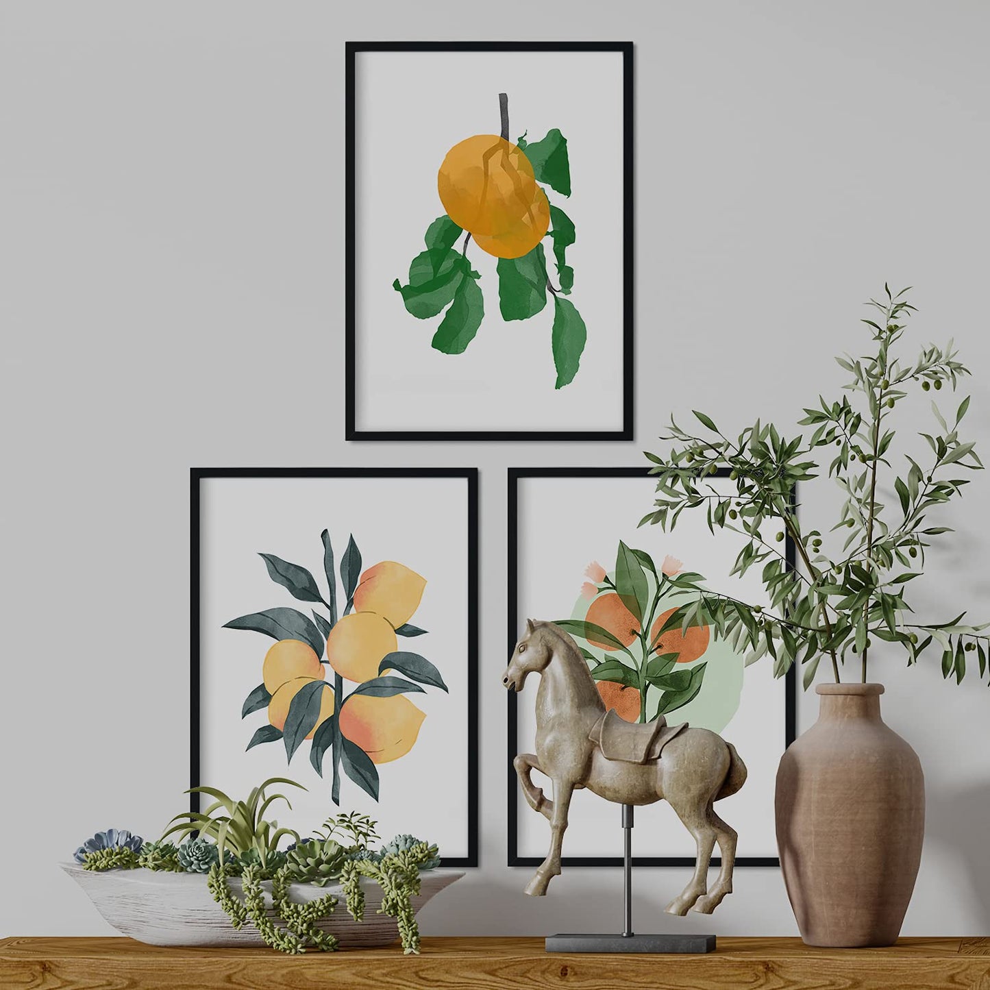 Set de láminas Cítricos. Pósters con ilustraciones de plantas y flores en estilo acuarela.-Artwork-Nacnic-Nacnic Estudio SL