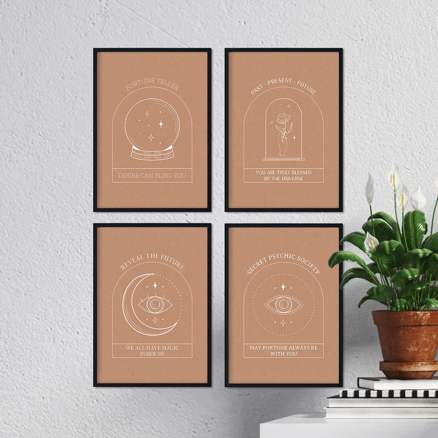 Set de láminas Colección esotérica. Pósters con ilustraciones de arte abstracto floral en cálidos tonos tierra.-Artwork-Nacnic-Nacnic Estudio SL