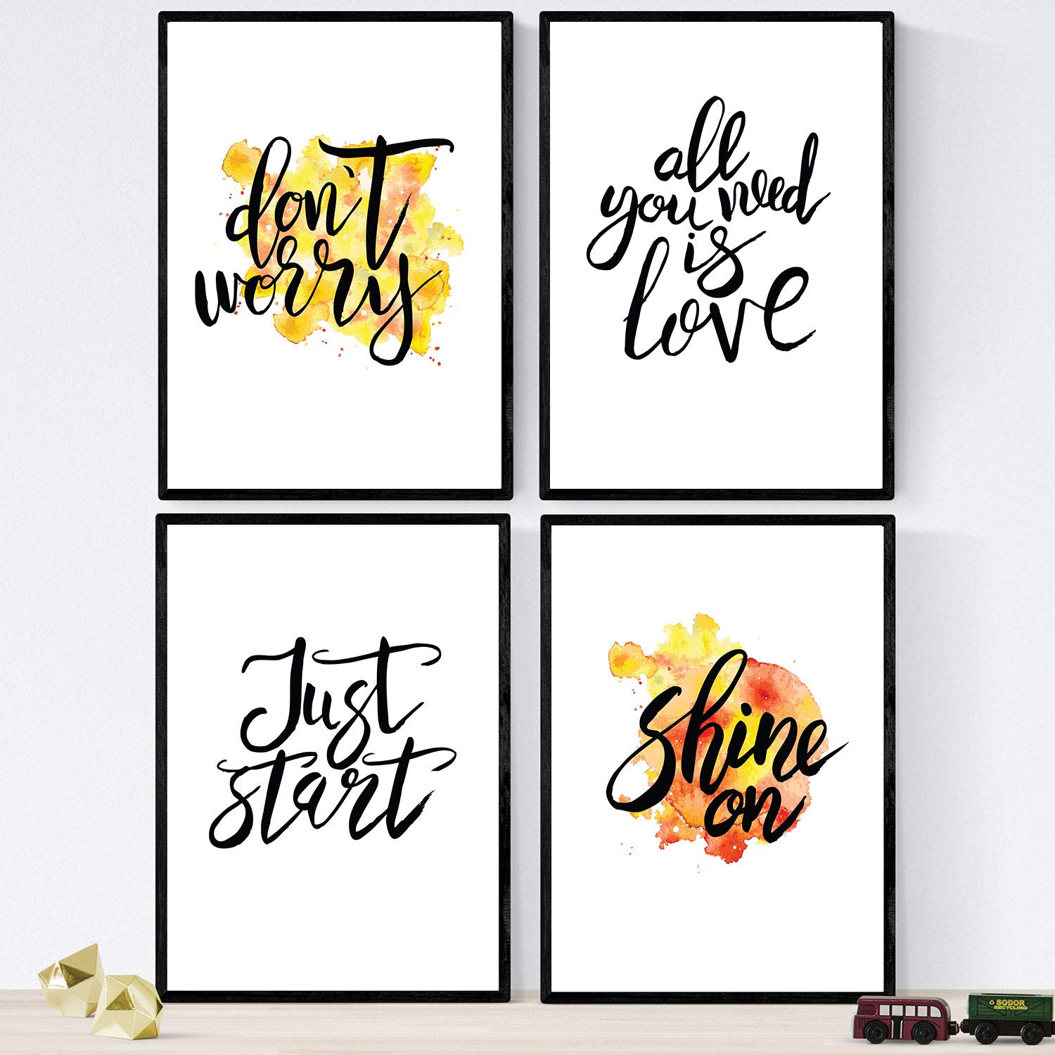 Set de láminas con mensajes felices y coloridos. Pack de posters 'Dont Worry'.-Artwork-Nacnic-Nacnic Estudio SL