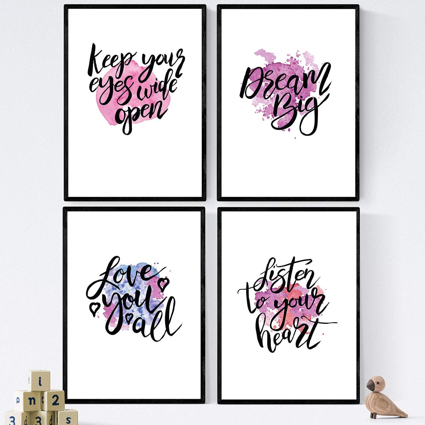 Set de láminas con mensajes felices y coloridos. Pack de posters 'Dream Big'.-Artwork-Nacnic-Nacnic Estudio SL