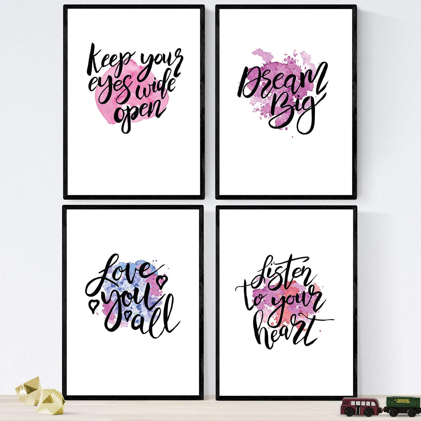 Set de láminas con mensajes felices y coloridos. Pack de posters 'Dream Big'.-Artwork-Nacnic-Nacnic Estudio SL