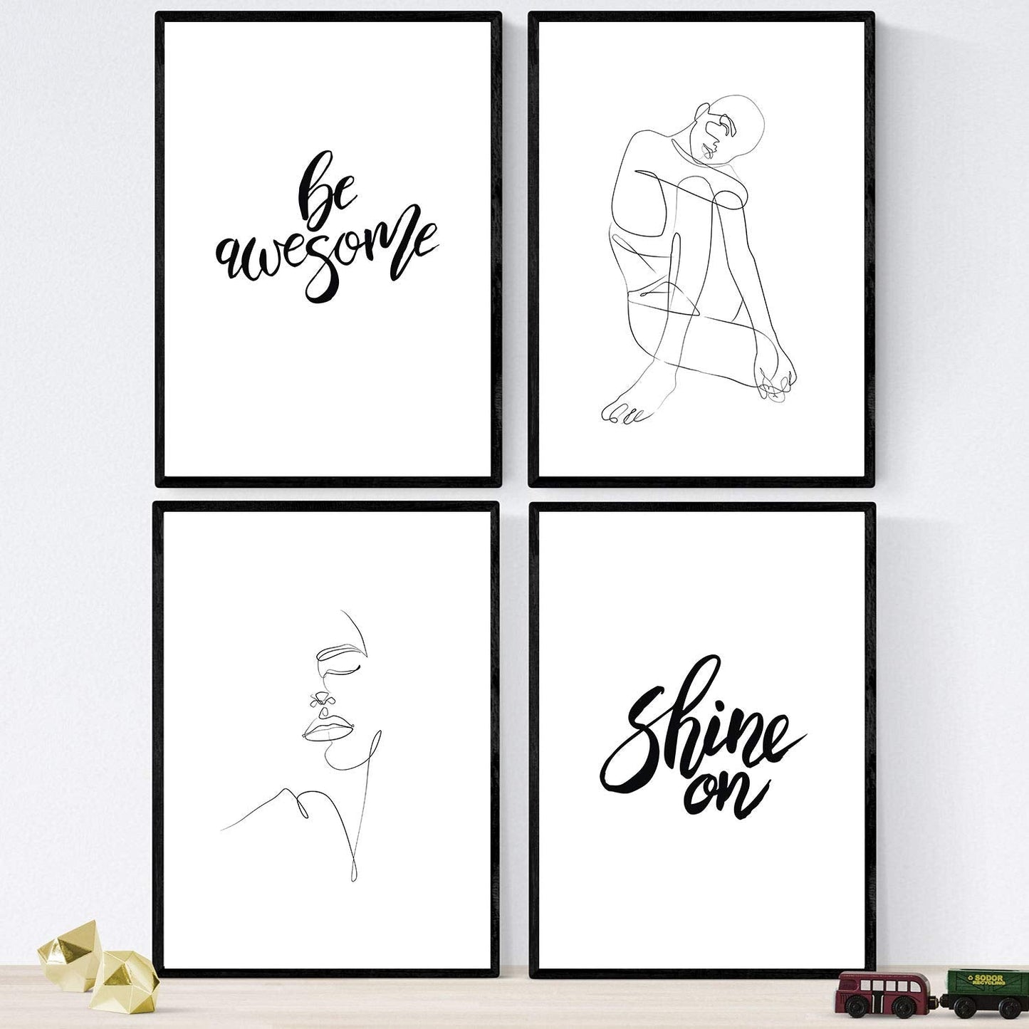 Set de láminas con mensajes felices y dibujos a un solo trazo. Pack de posters 'Se increible'.-Artwork-Nacnic-Nacnic Estudio SL