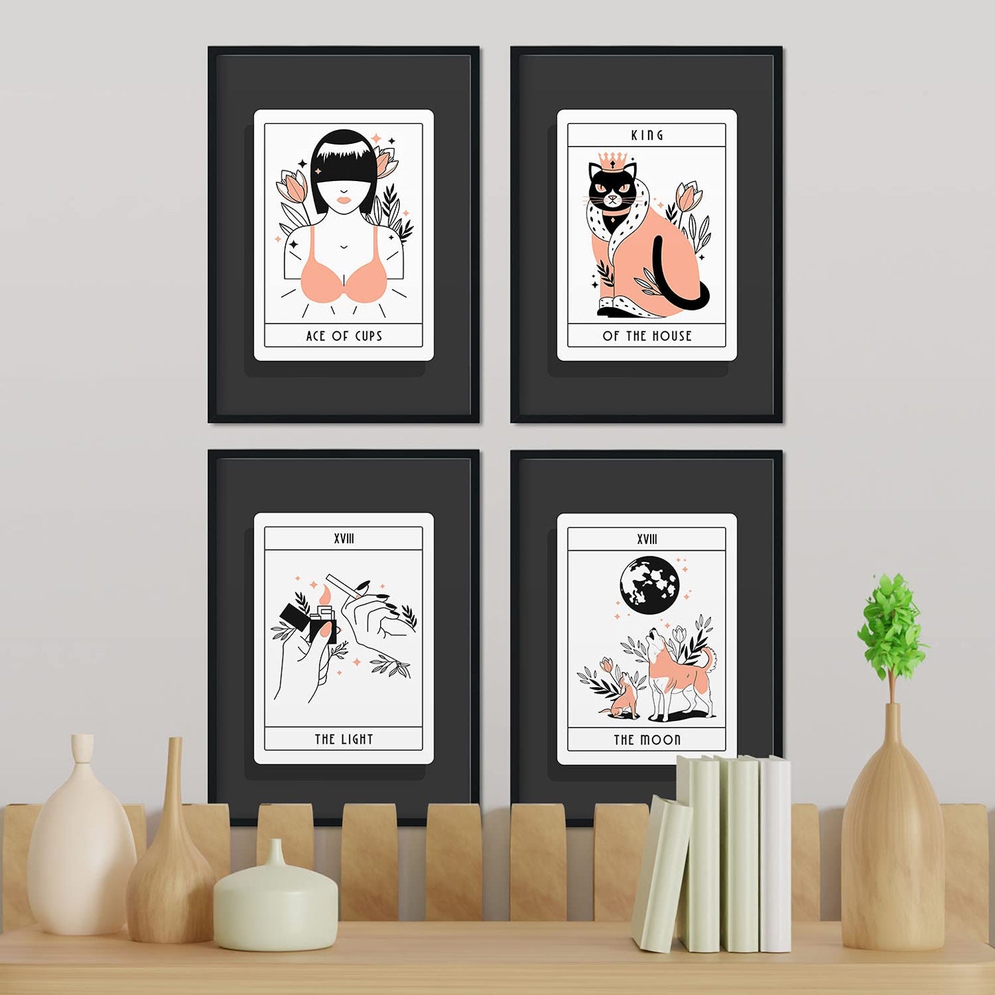 Set de Láminas en Tonos naranjas. Pósters con originales ilustraciones de las cartas Tarot.-Artwork-Nacnic-Nacnic Estudio SL