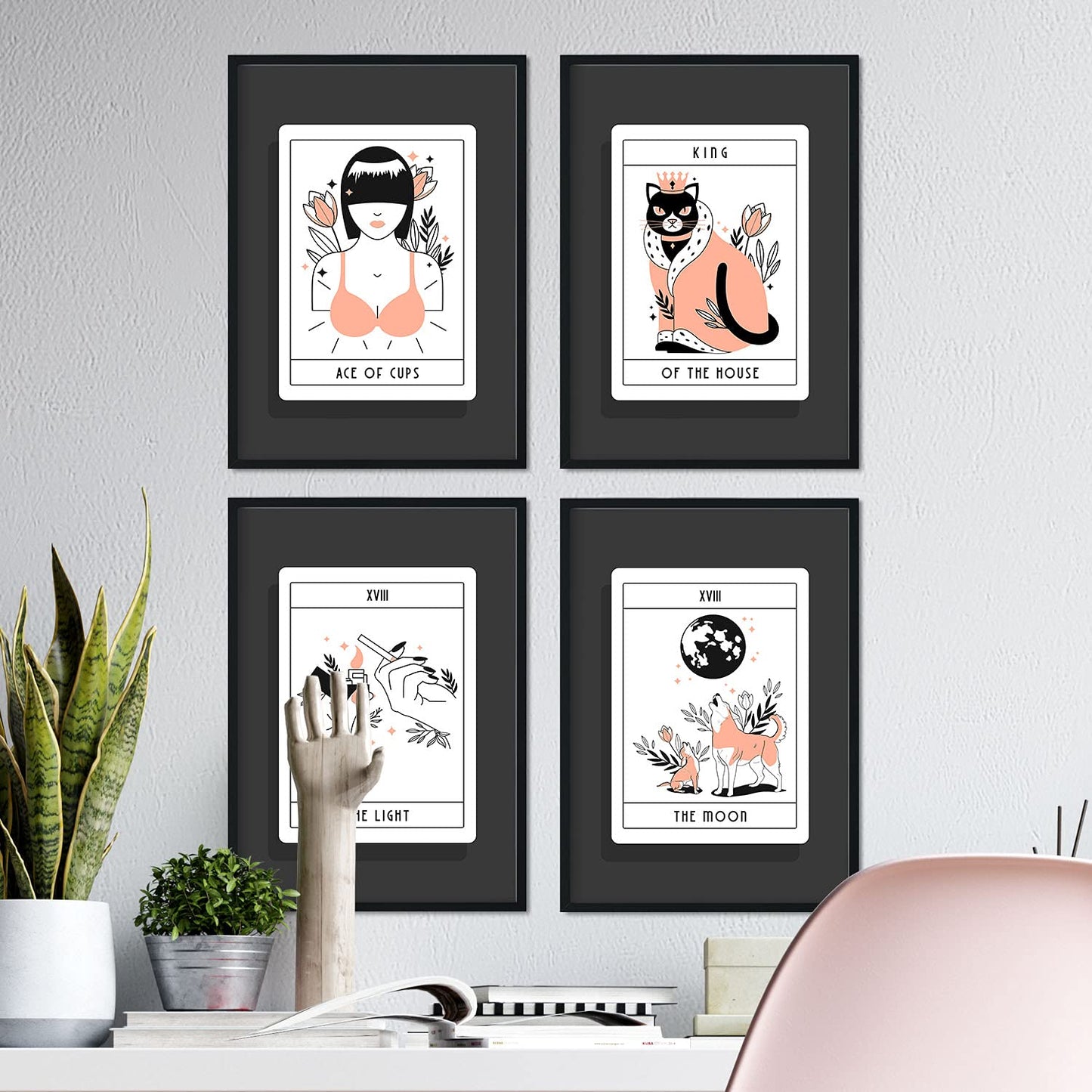Set de Láminas en Tonos naranjas. Pósters con originales ilustraciones de las cartas Tarot.-Artwork-Nacnic-Nacnic Estudio SL