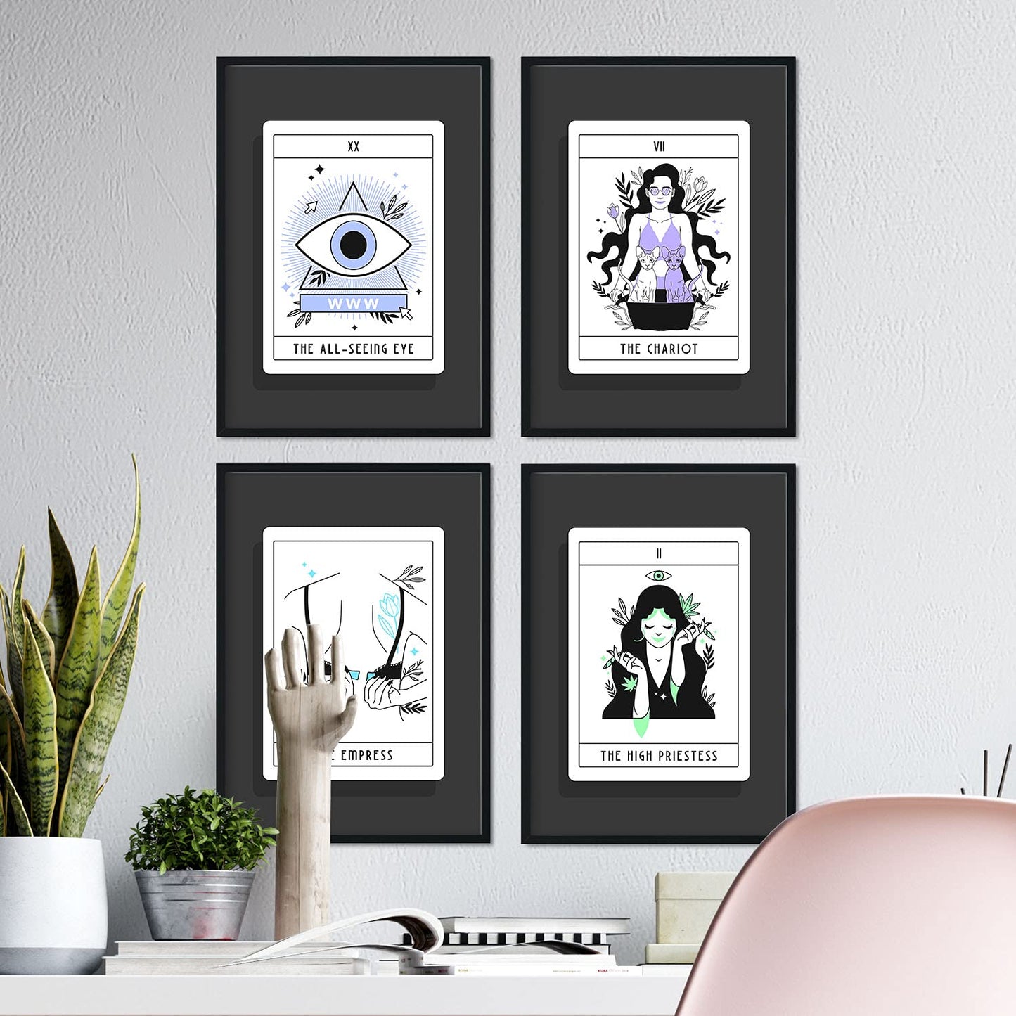 Set de Láminas en Tonos oscuros. Pósters con originales ilustraciones de las cartas Tarot.-Artwork-Nacnic-Nacnic Estudio SL