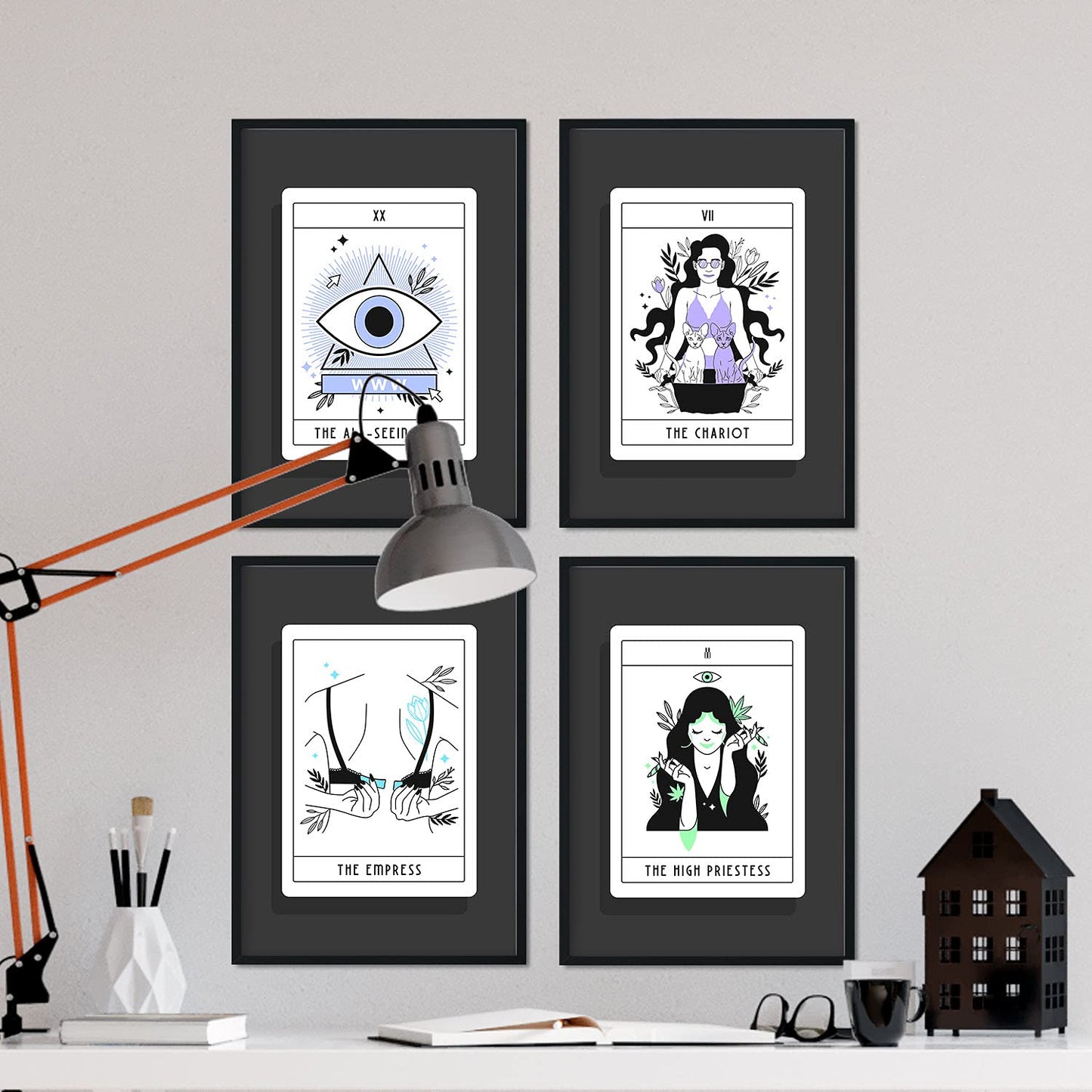 Set de Láminas en Tonos oscuros. Pósters con originales ilustraciones de las cartas Tarot.-Artwork-Nacnic-Nacnic Estudio SL