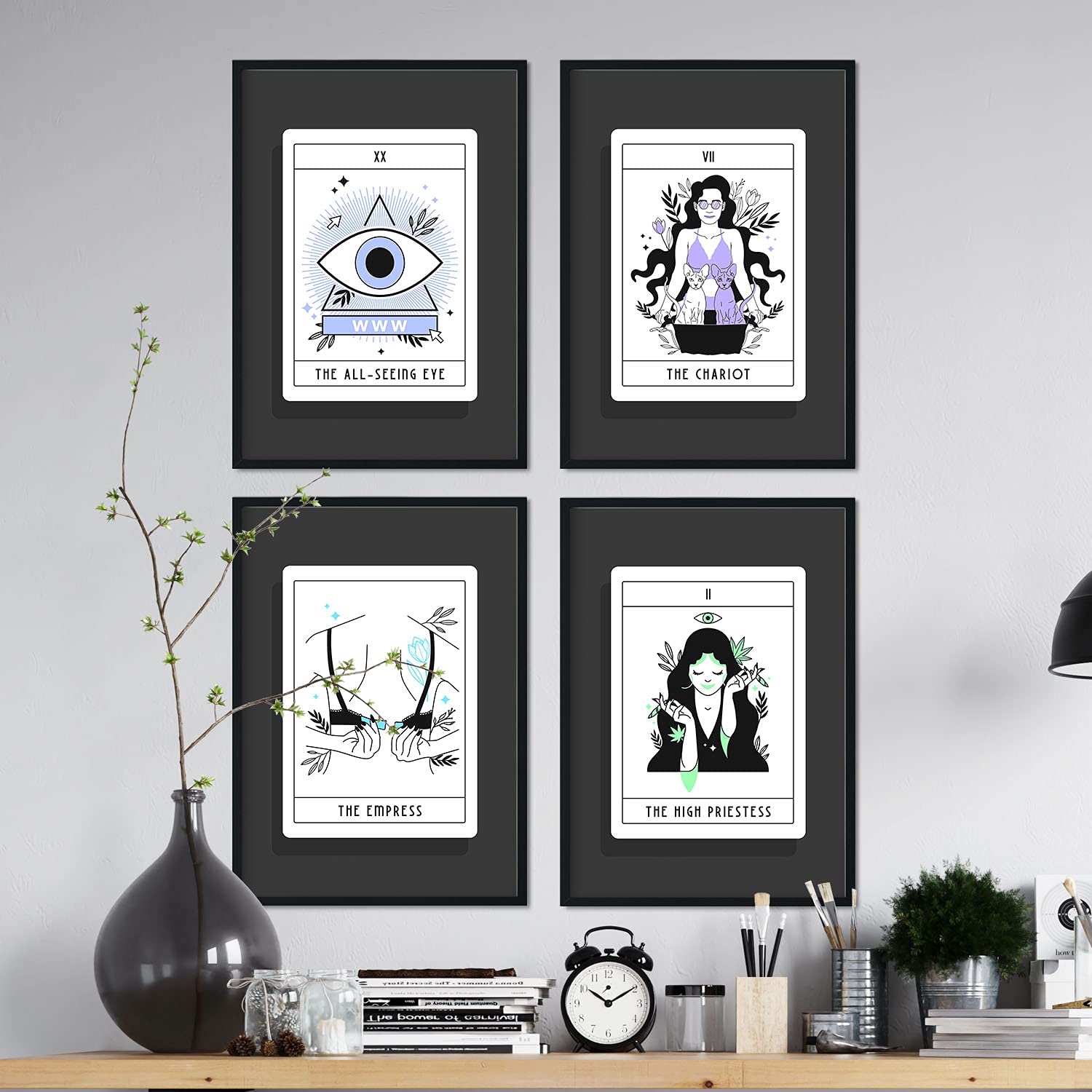 Set de Láminas en Tonos oscuros. Pósters con originales ilustraciones de las cartas Tarot.-Artwork-Nacnic-Nacnic Estudio SL