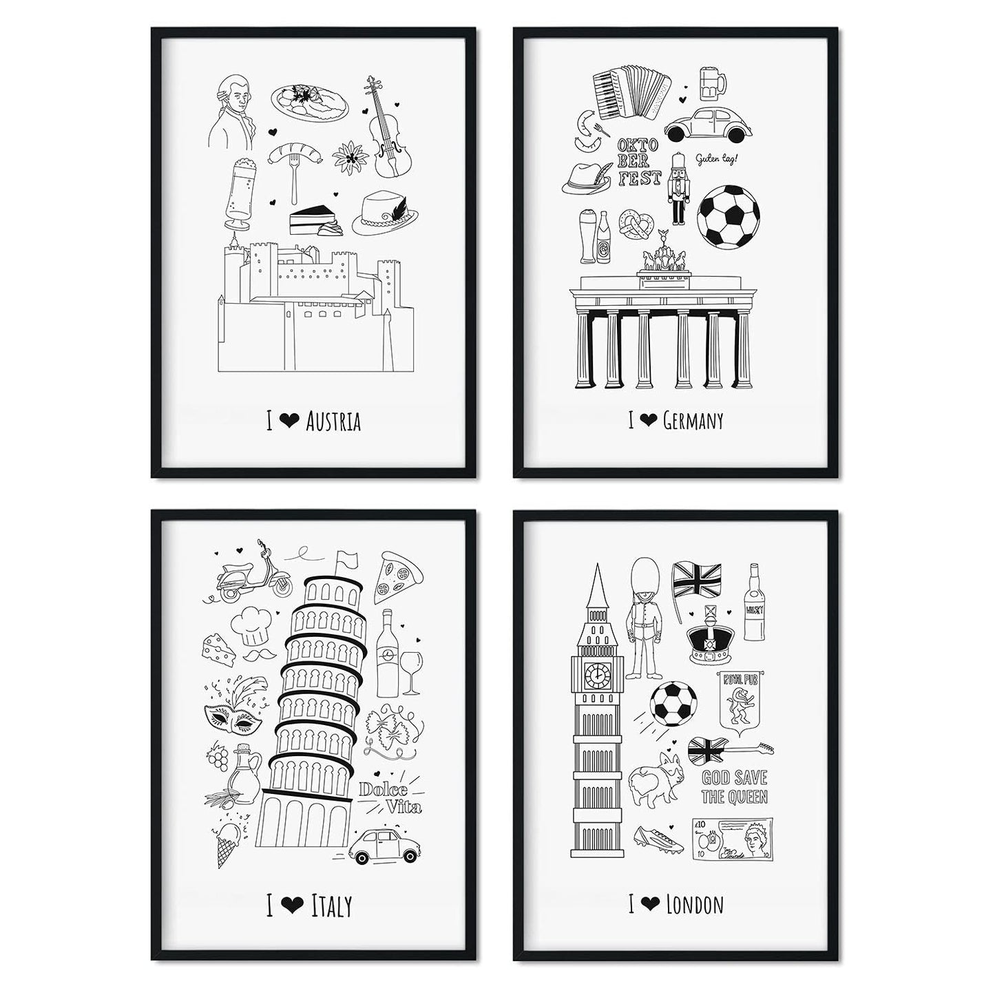 Set de láminas Europa 1. Pósters de países y ciudades del mundo para viajeros.-Artwork-Nacnic-Nacnic Estudio SL