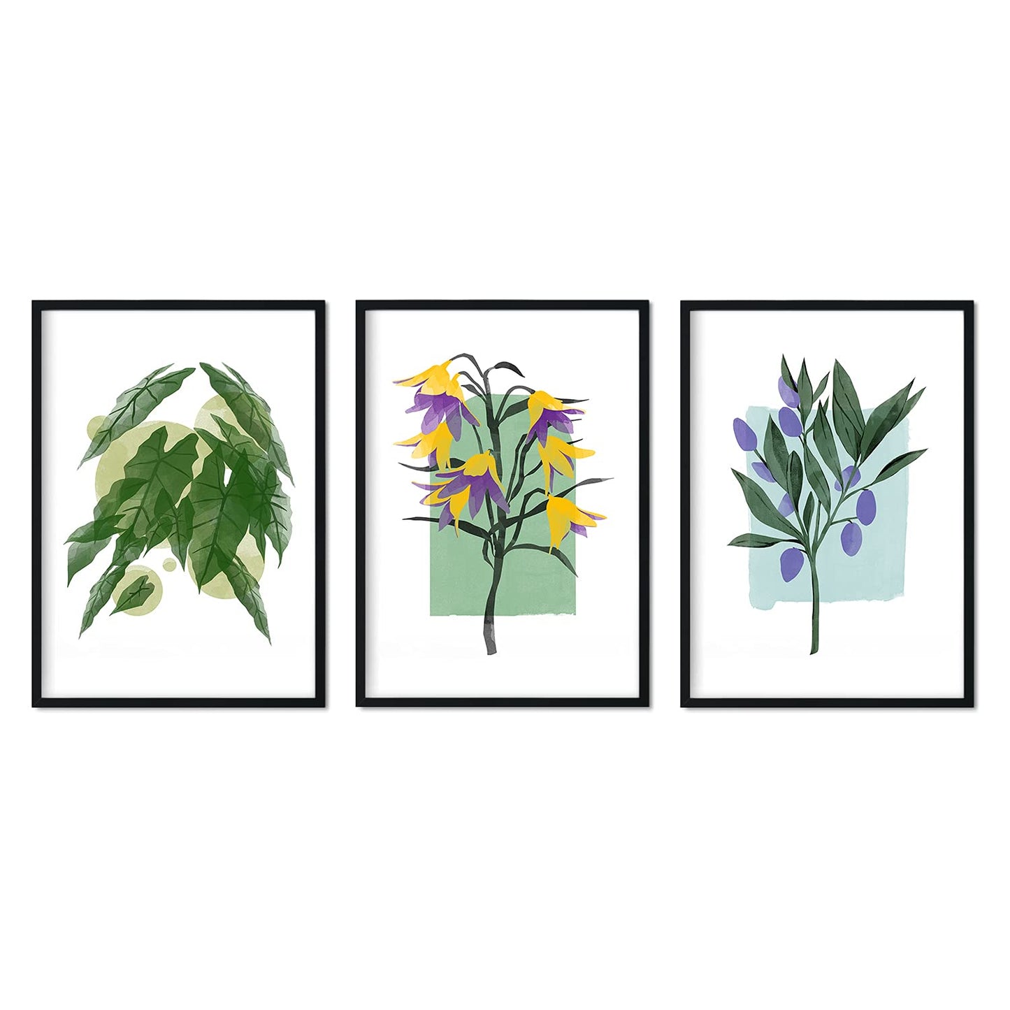 Set de láminas Flores. Pósters con ilustraciones de plantas y flores en estilo acuarela.-Artwork-Nacnic-Nacnic Estudio SL
