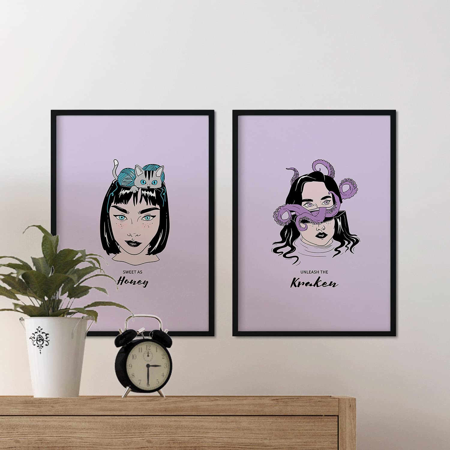 Set de láminas Pack animal. Pósters con ilustraciones artísticas de cabezas de mujer.-Artwork-Nacnic-Nacnic Estudio SL