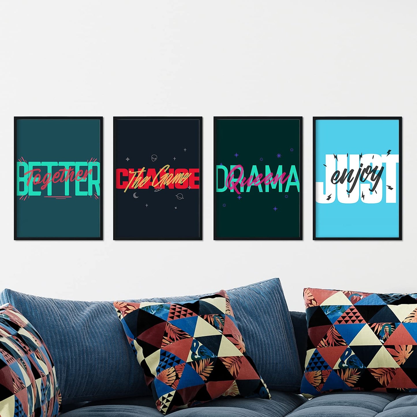 Set de láminas Pack azul y verde. Pósters con diseño de rótulo y mensajes motivacionales para el día a día.-Artwork-Nacnic-Nacnic Estudio SL
