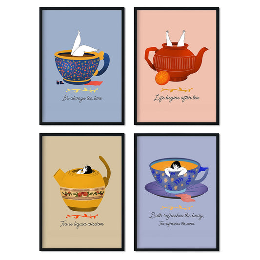 Set de láminas Pack de té 2. Pósters con ilustraciones para amantes del té y el café.-Artwork-Nacnic-Nacnic Estudio SL