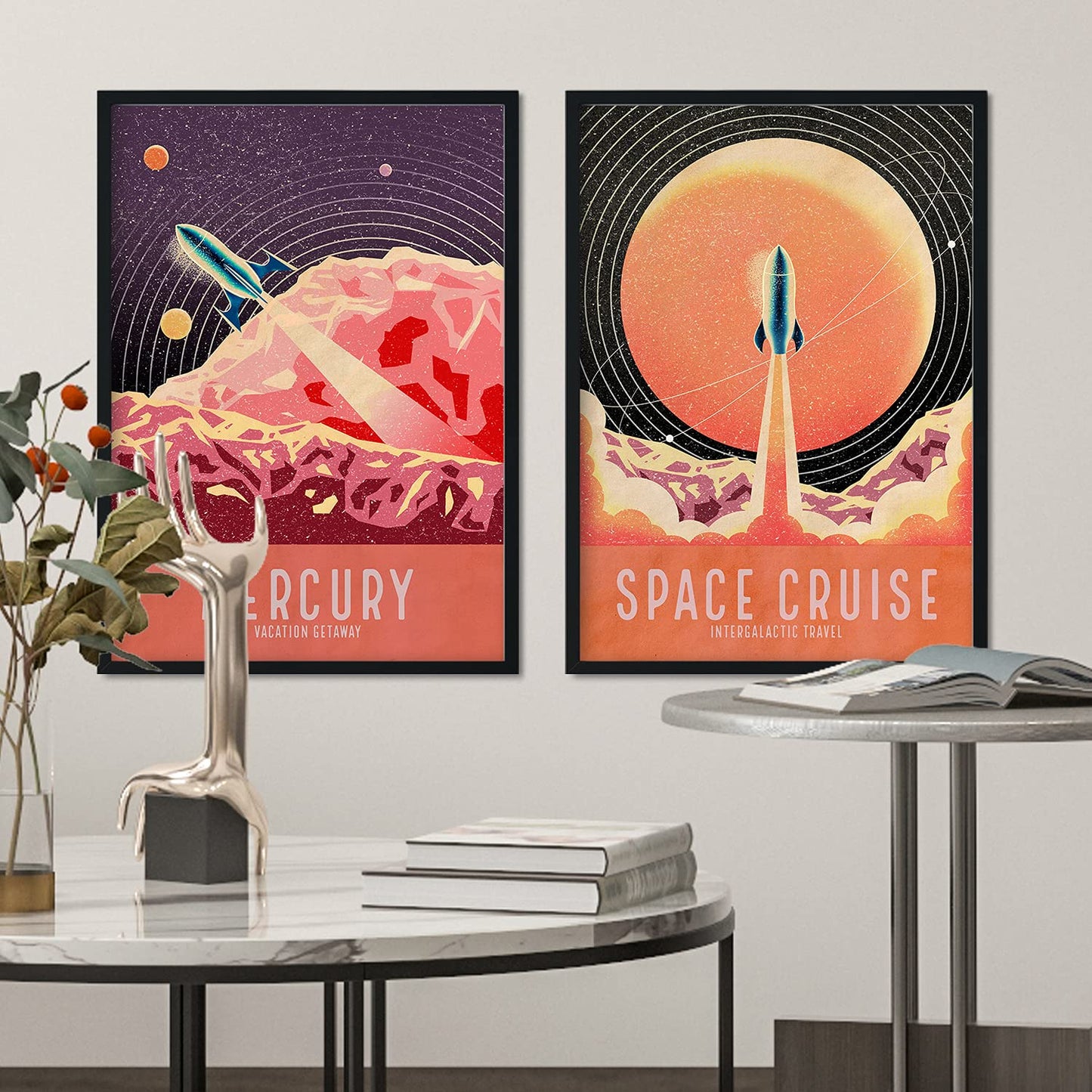Set de láminas Pack Despegue. Pósters con detalladas ilustraciones del espacio. Coloridas imágenes de satélites, estrellas y planetas.-Artwork-Nacnic-Nacnic Estudio SL