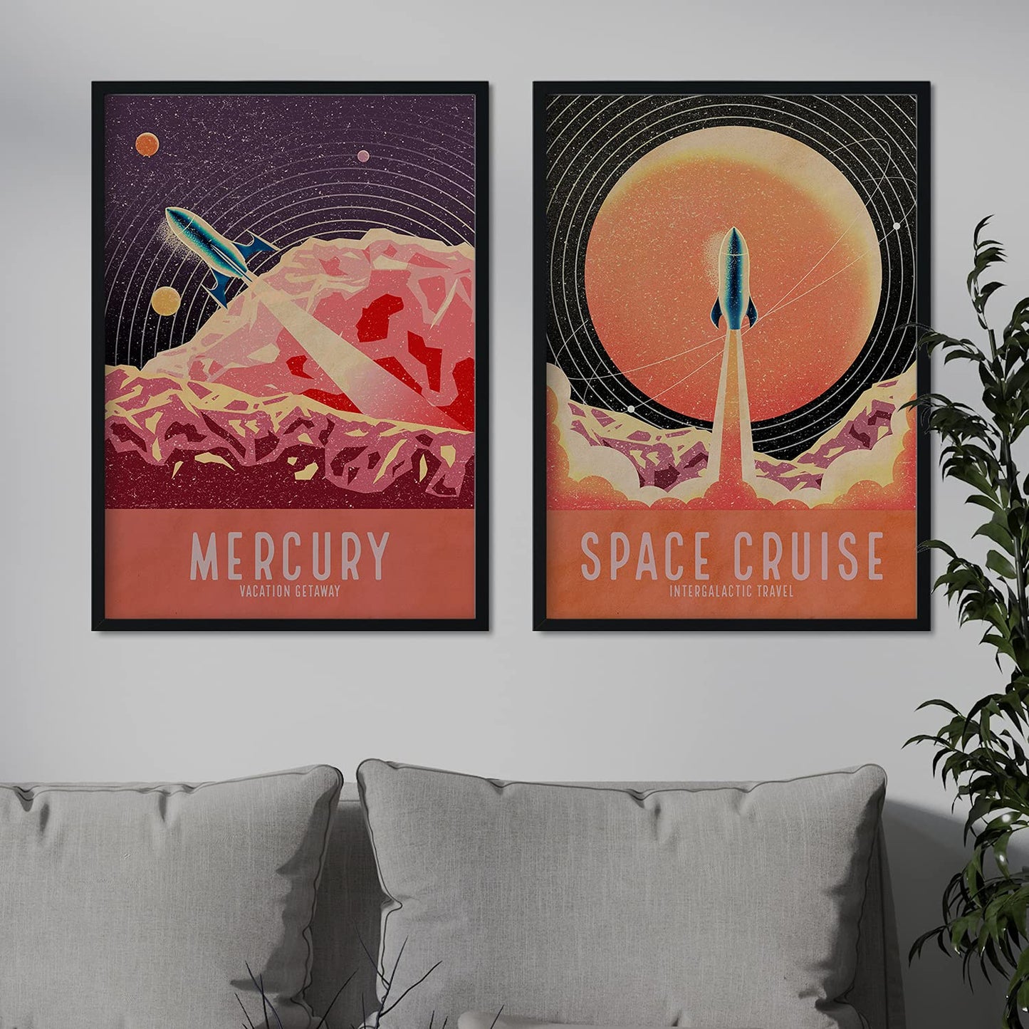 Set de láminas Pack Despegue. Pósters con detalladas ilustraciones del espacio. Coloridas imágenes de satélites, estrellas y planetas.-Artwork-Nacnic-Nacnic Estudio SL