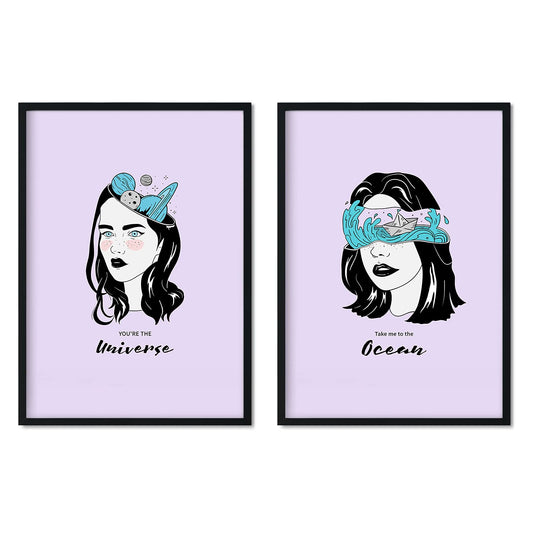 Set de láminas Pack mente. Pósters con ilustraciones artísticas de cabezas de mujer.-Artwork-Nacnic-Nacnic Estudio SL