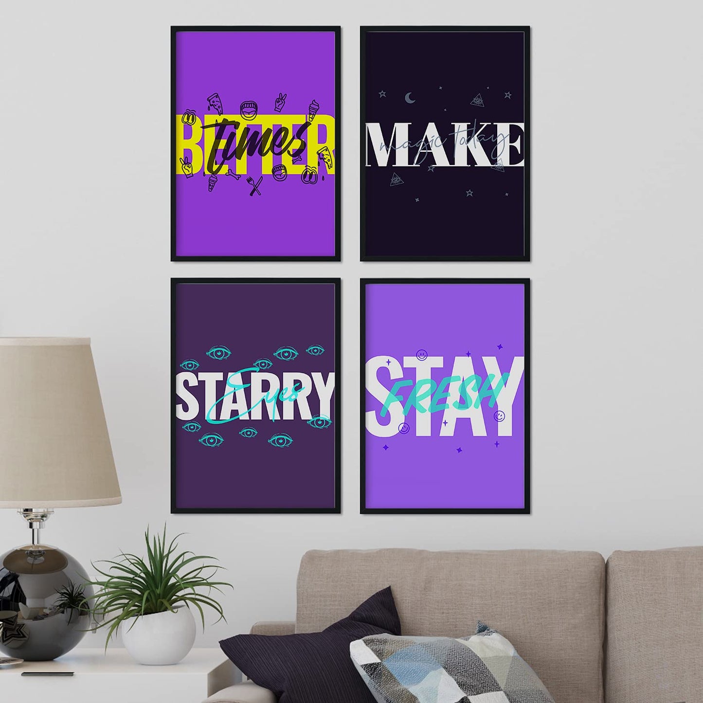 Set de láminas Pack morado. Pósters con diseño de rótulo y mensajes motivacionales para el día a día.-Artwork-Nacnic-Nacnic Estudio SL