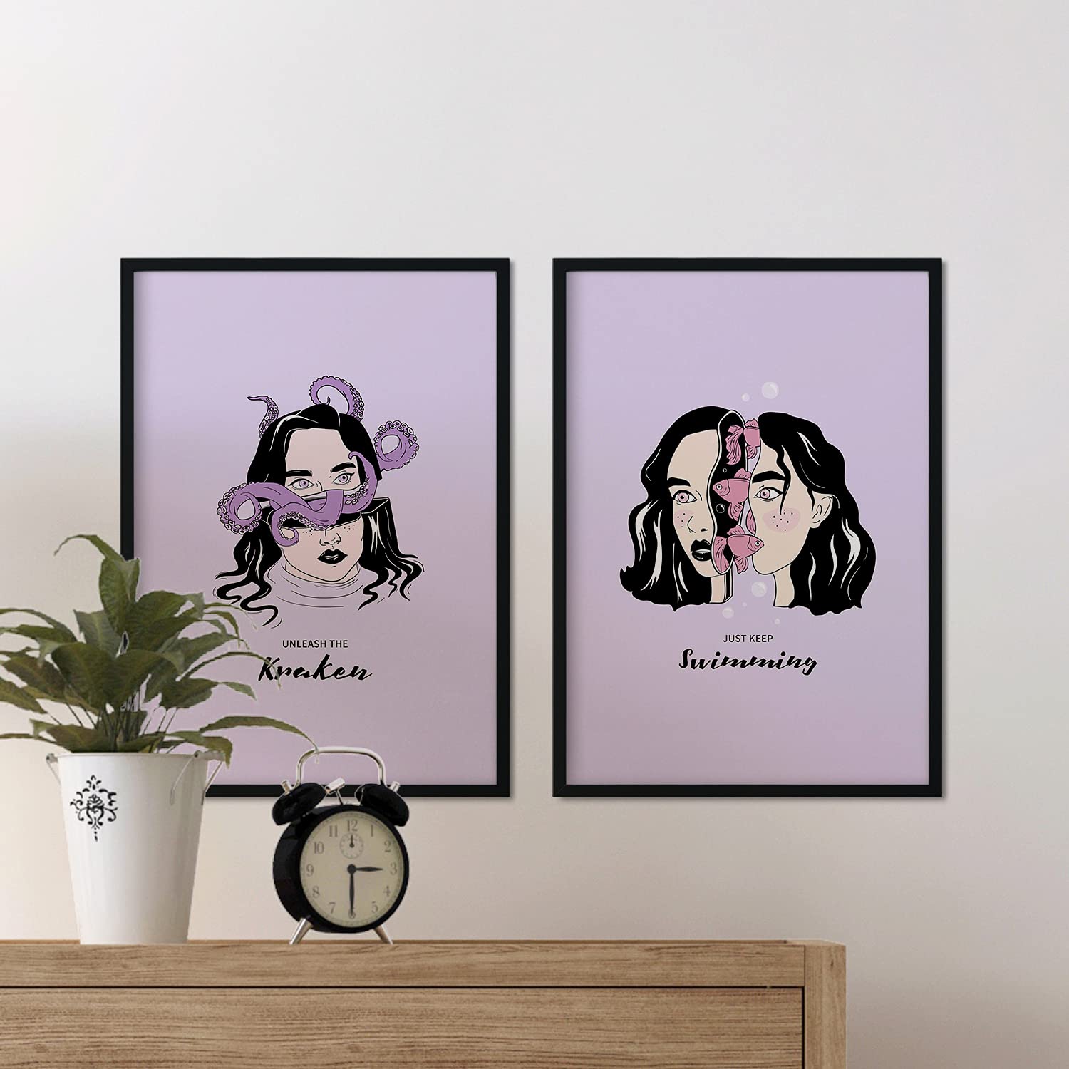 Set de láminas Pack océano. Pósters con ilustraciones artísticas de cabezas de mujer.-Artwork-Nacnic-Nacnic Estudio SL