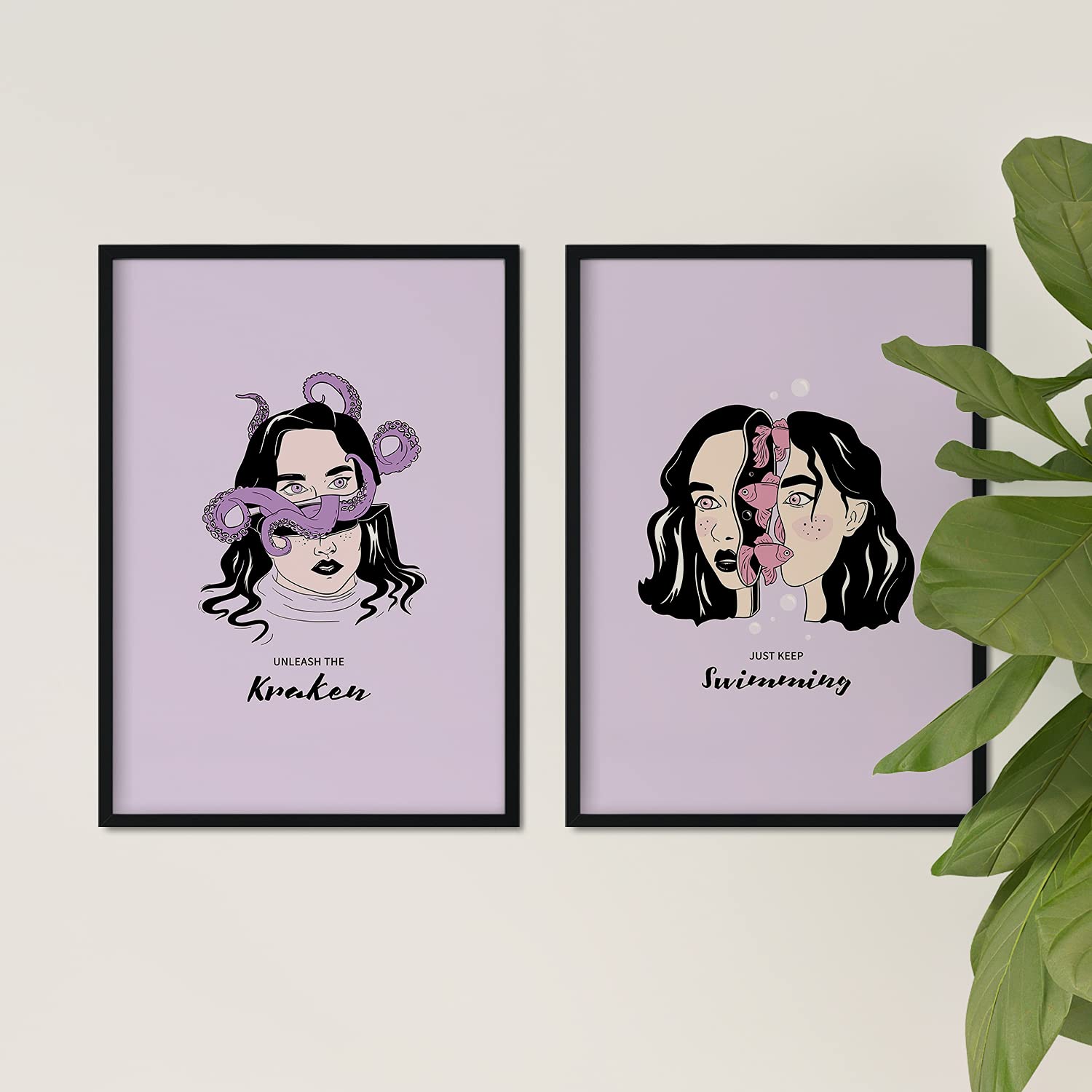 Set de láminas Pack océano. Pósters con ilustraciones artísticas de cabezas de mujer.-Artwork-Nacnic-Nacnic Estudio SL